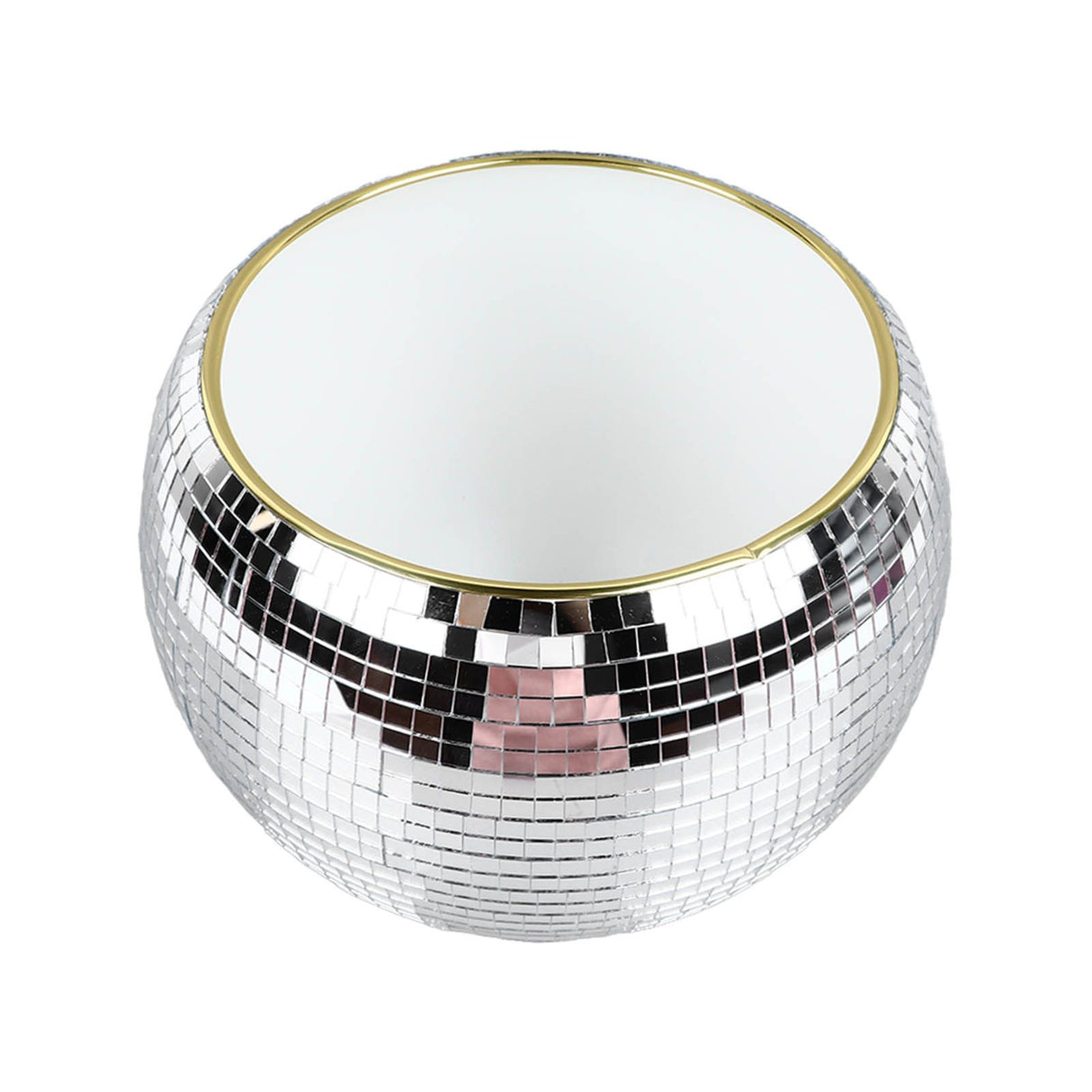 Ball Ice Bucket Plastic Beverage Tub Mirror Party Decor Bucket for Wine Cold Drinks Milky White Gold Edges