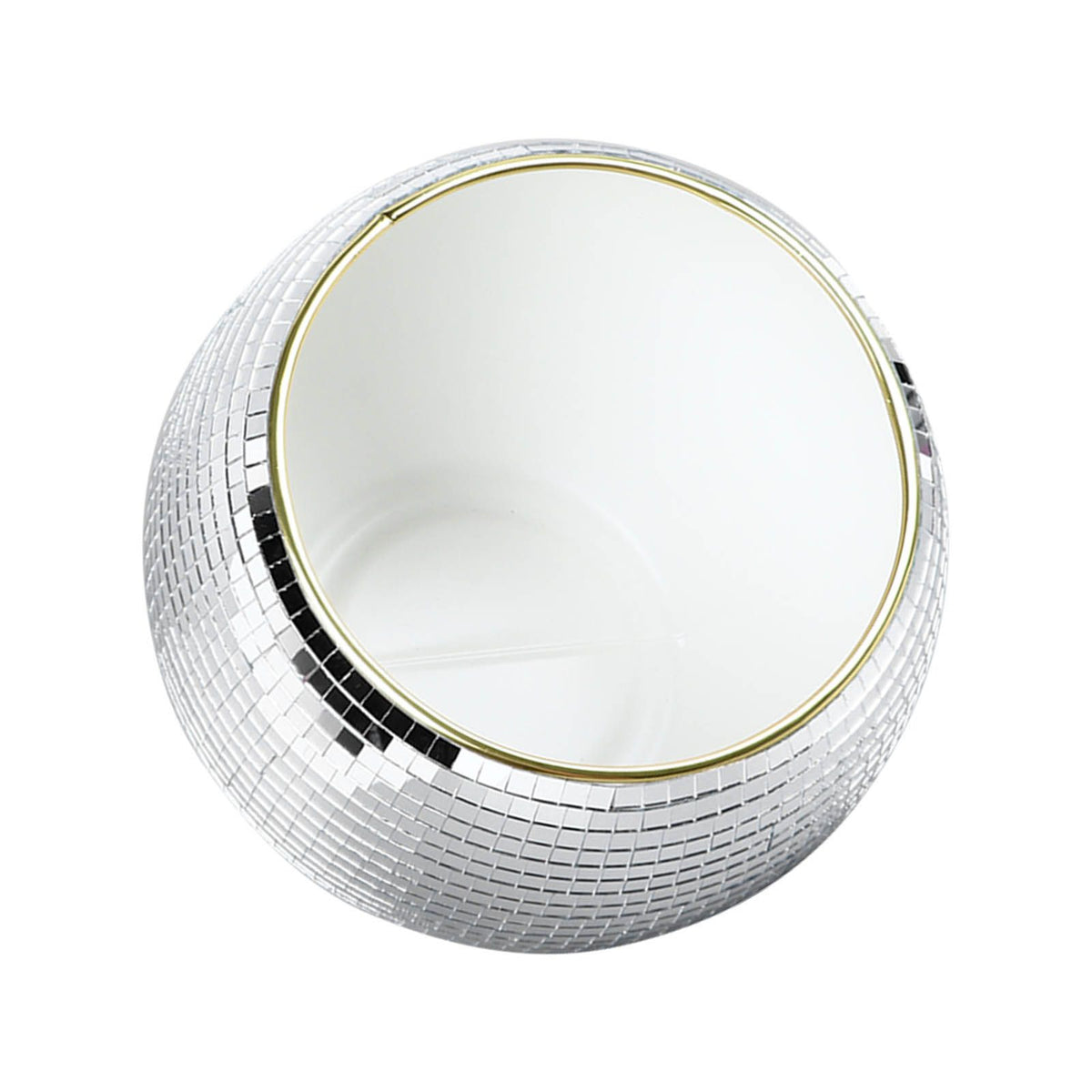 Ball Ice Bucket Plastic Beverage Tub Mirror Party Decor Bucket for Wine Cold Drinks Milky White Gold Edges