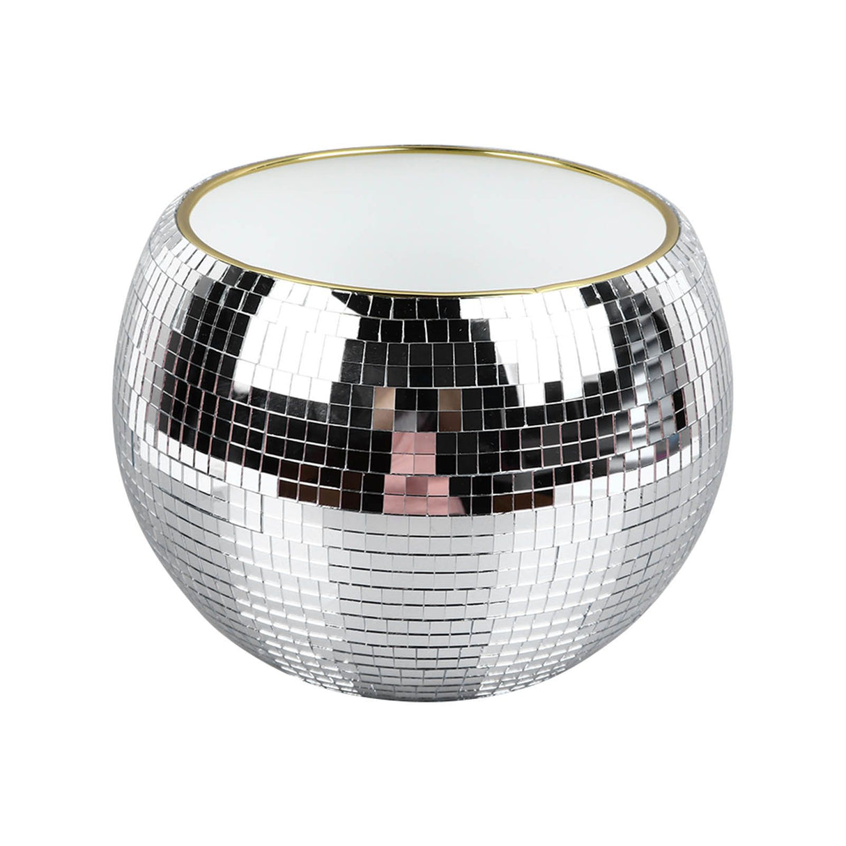 Ball Ice Bucket Plastic Beverage Tub Mirror Party Decor Bucket for Wine Cold Drinks Milky White Gold Edges