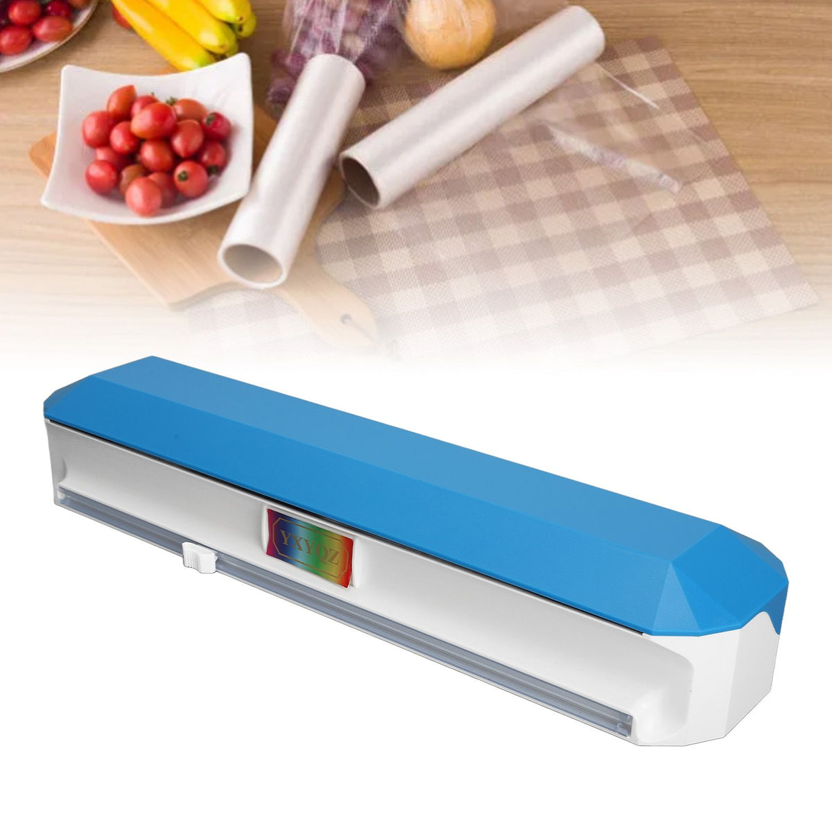 Plastic Wrap Dispenser with Slide Cutter Smooth Cutting Adjustable Reusable Cling Film Dispenser for Tin Foil L 38x9.8cm