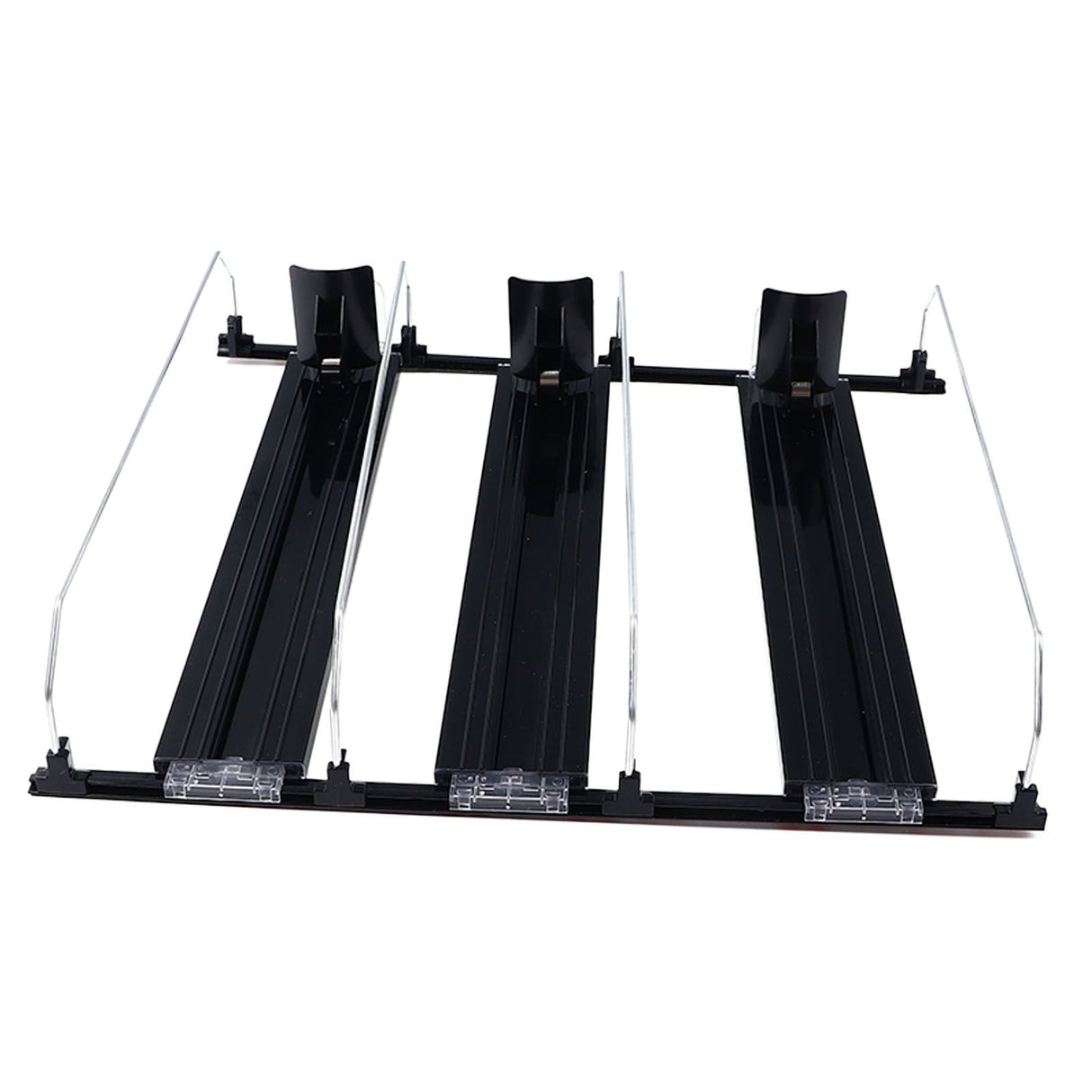 38cm Drink Organizer for Fridge Automatic Pusher Glide 12oz 16oz 20oz Soda Dispenser for Fridge Width Adjustable E Shaped 38cm Black