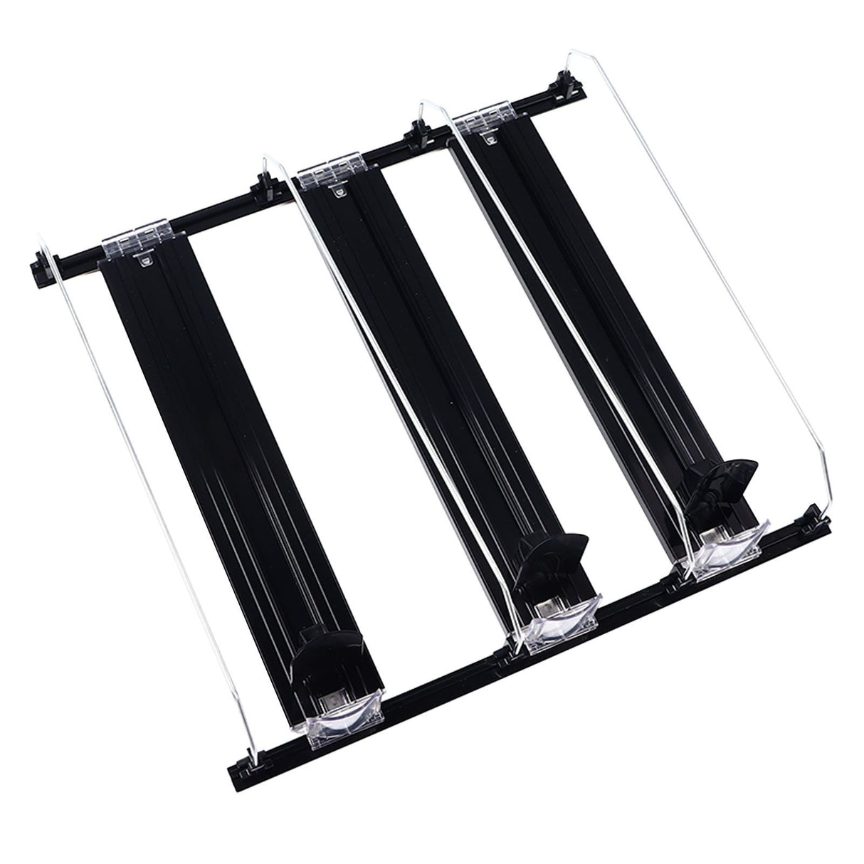 38cm Drink Organizer for Fridge Automatic Pusher Glide 12oz 16oz 20oz Soda Dispenser for Fridge Width Adjustable E Shaped 38cm Black