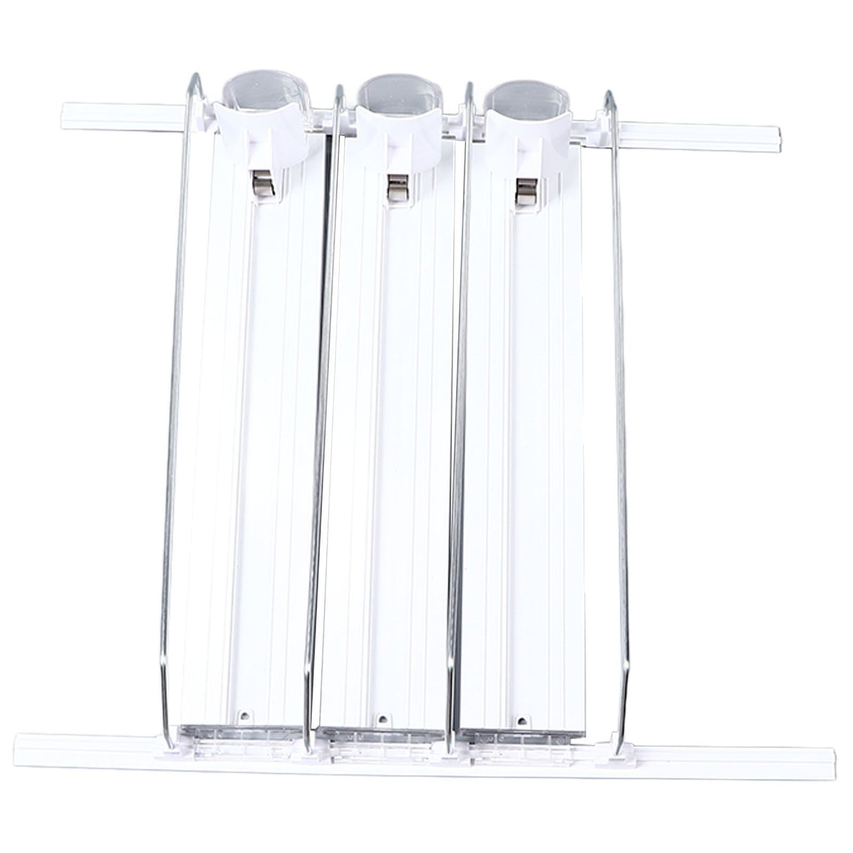38cm Drink Organizer for Fridge Automatic Pusher Glide 12oz 16oz 20oz Soda Dispenser for Fridge Width Adjustable E Shaped 38cm White