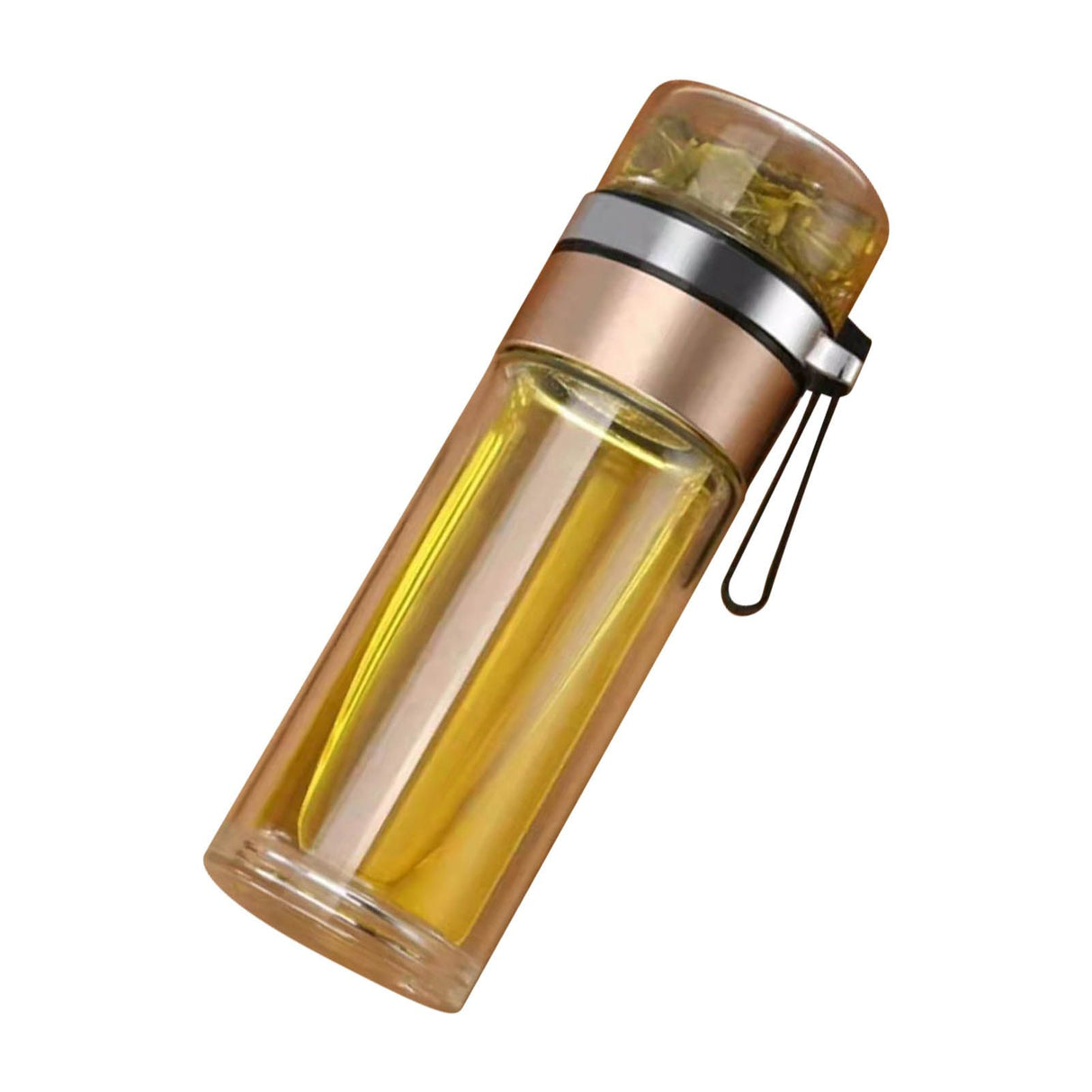 Glass Transparent Tea Bottle Portable Tea Water Bottle Tea and Water Separation Bottle Gold