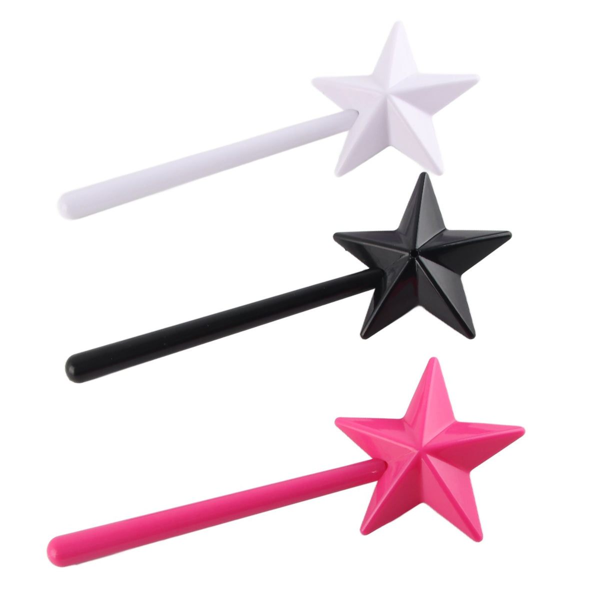 3Pcs Magical Salt Pepper Shakers Star Shaped Magic Wand Salt Pepper Shakers Magic Stick Refillable Seasonings Spices Dispenser Pink Black White