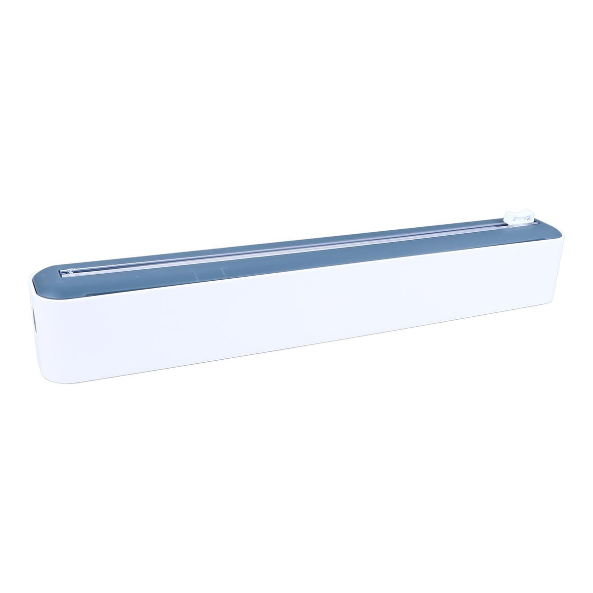 Reusable Cling Film Dispenser Magnetic Refillable Plastic Wrap Dispenser with Cutter Magnetic Stripe White Blue