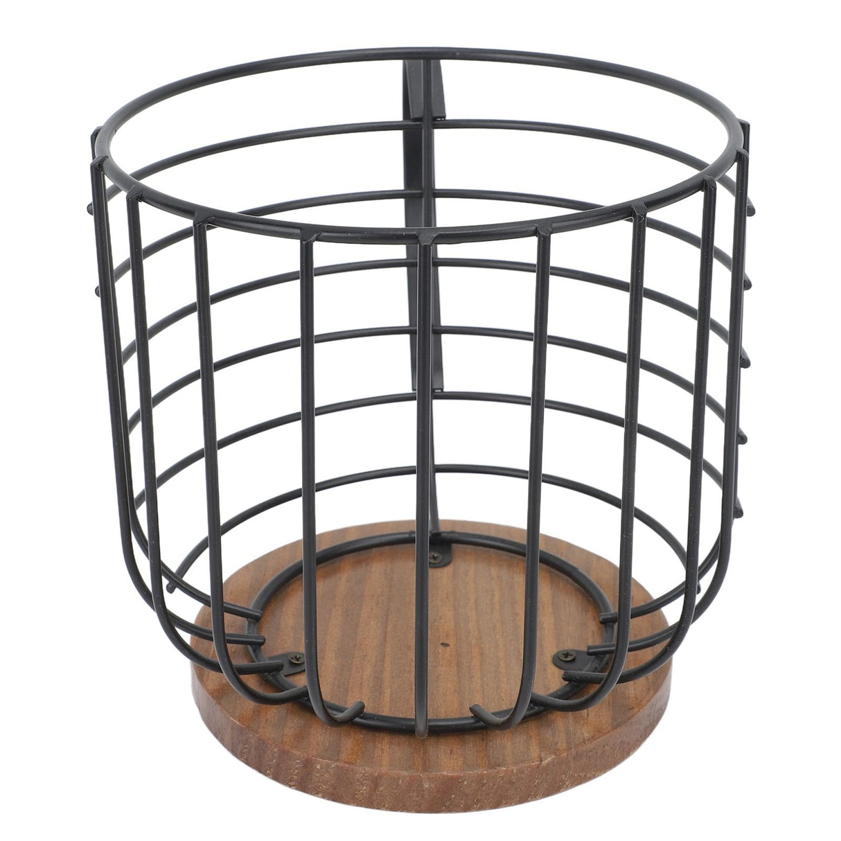 Coffee Pod Holder Iron Large Capacity Space Saving Wooden Base Coffee Pods Storage Organizer for Home Coffee Bar Black with Lid