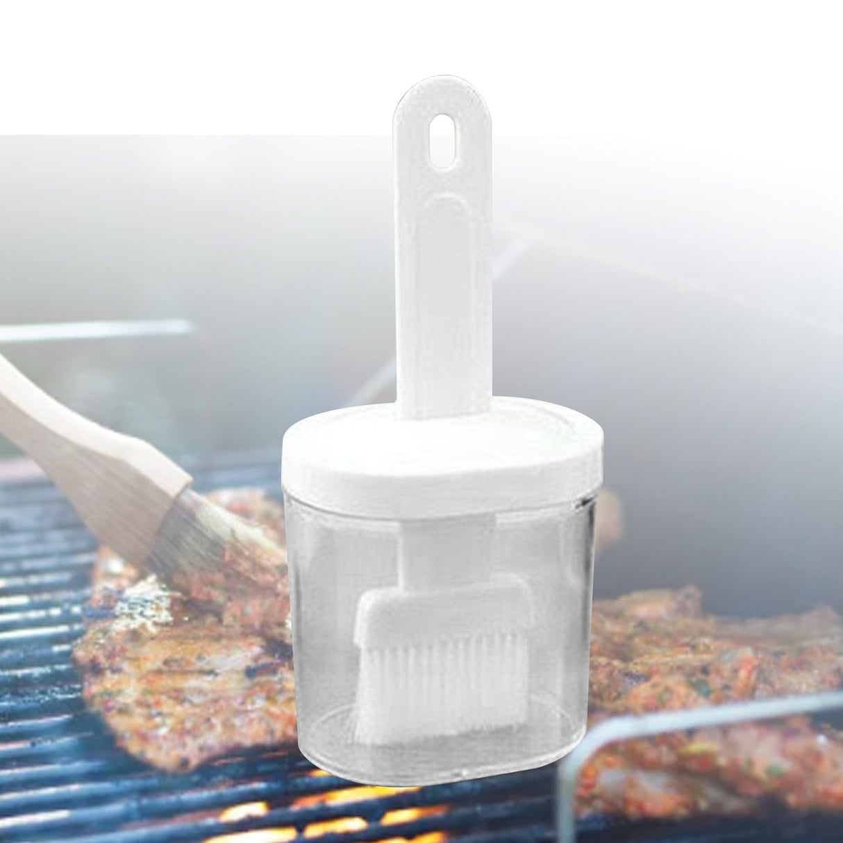 Integrated Silicone Oil Bottle Brush Olive Oil Dispenser Bottle with Silicone Brush for Cooking Baking Barbecue Pickling White