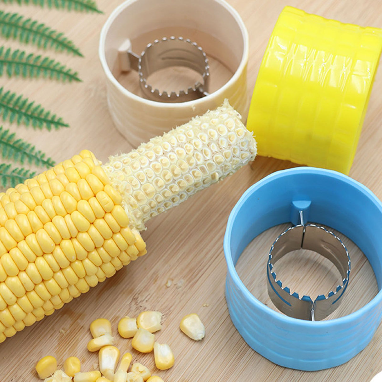 Corn Peeler 304 Stainless Steel Cob Stripper Corn Kernels Remove Tool for Home Kitchen Lake Blue