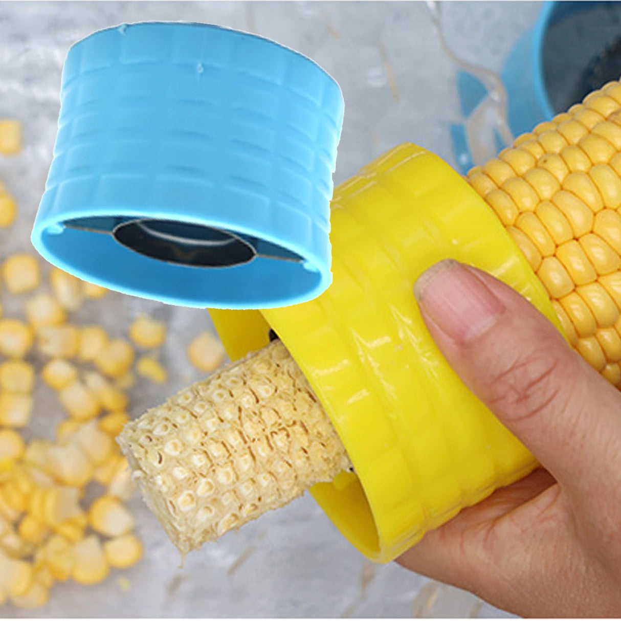 Corn Peeler 304 Stainless Steel Cob Stripper Corn Kernels Remove Tool for Home Kitchen Lake Blue