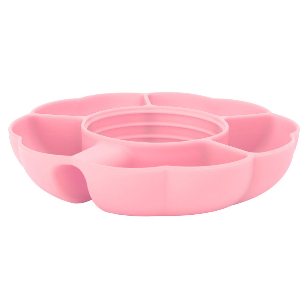 5 Grid Silicone Divided Serving Tray Snack Divider Divided Container Round Serving Platter for 40oz Cup Pink