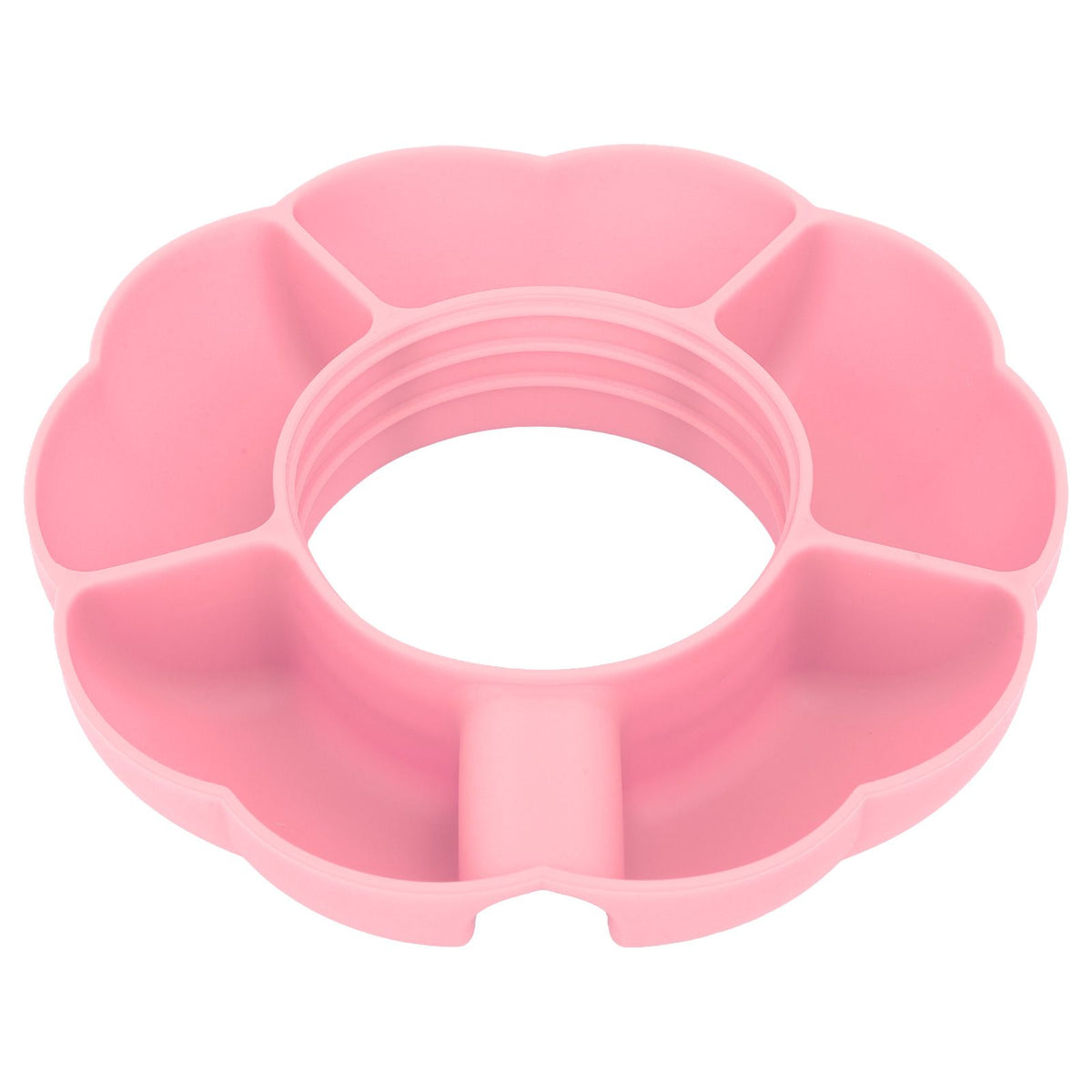 5 Grid Silicone Divided Serving Tray Snack Divider Divided Container Round Serving Platter for 40oz Cup Pink