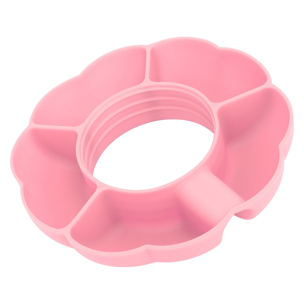 5 Grid Silicone Divided Serving Tray Snack Divider Divided Container Round Serving Platter for 40oz Cup Pink
