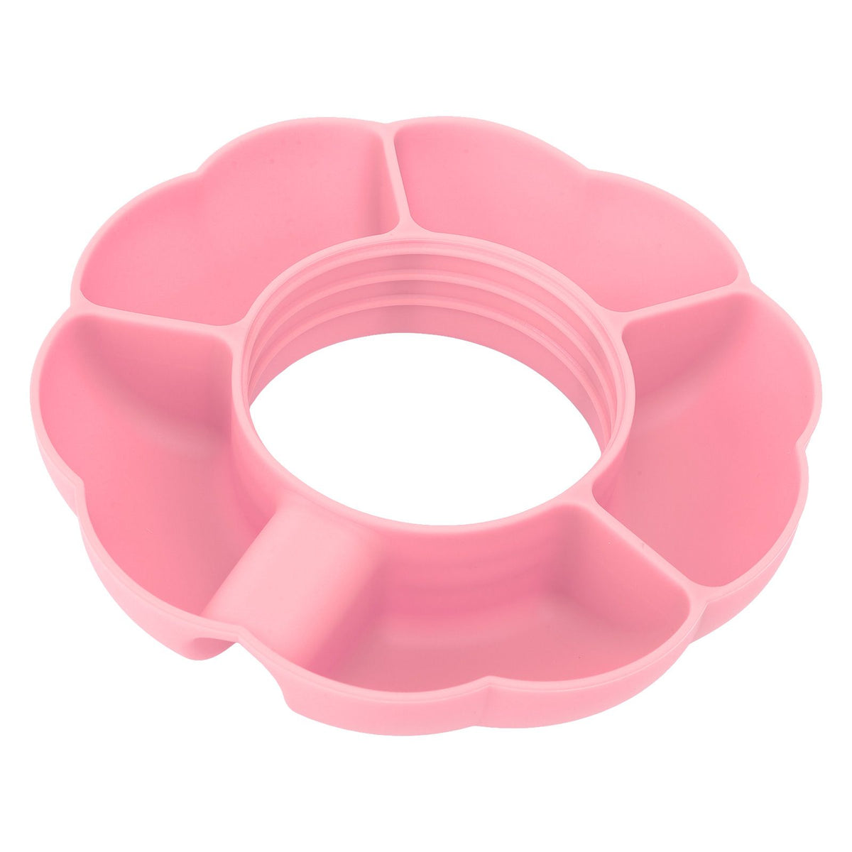 5 Grid Silicone Divided Serving Tray Snack Divider Divided Container Round Serving Platter for 40oz Cup Pink