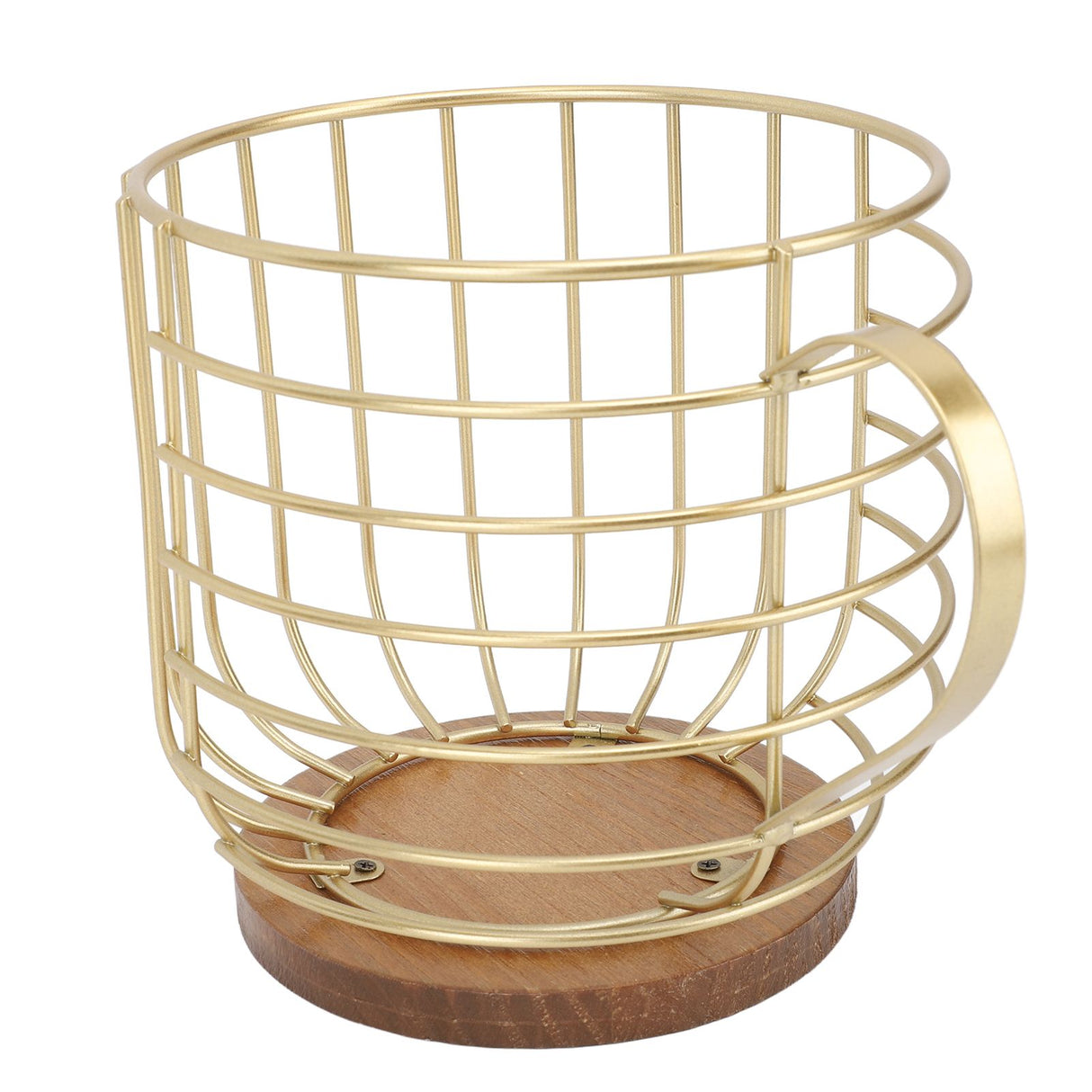 Mug Shape Coffee Pod Holder Coffee Capsule Storage Basket for Counter Coffee Bar Tabletop Kitchen Living Room Wordless Gold