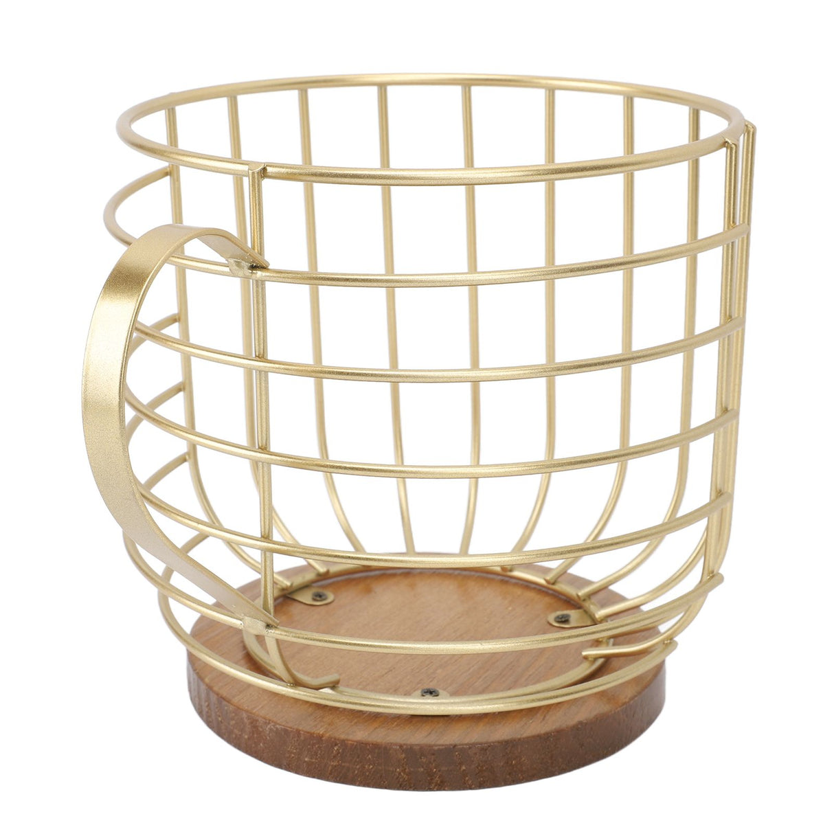 Mug Shape Coffee Pod Holder Coffee Capsule Storage Basket for Counter Coffee Bar Tabletop Kitchen Living Room Wordless Gold