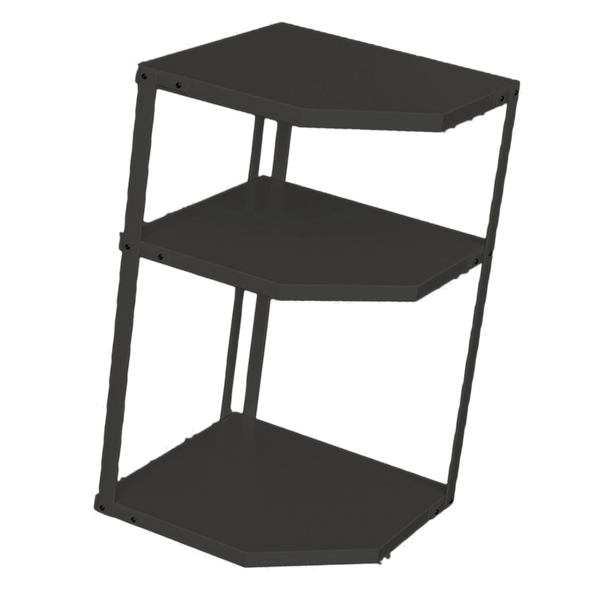 Kitchen Small Corner Shelf Rack Fan Shaped Space Saving Stable Carbon Steel Cookware Stand for Pots Pans 3 Layer Black 27x27x45.5cm