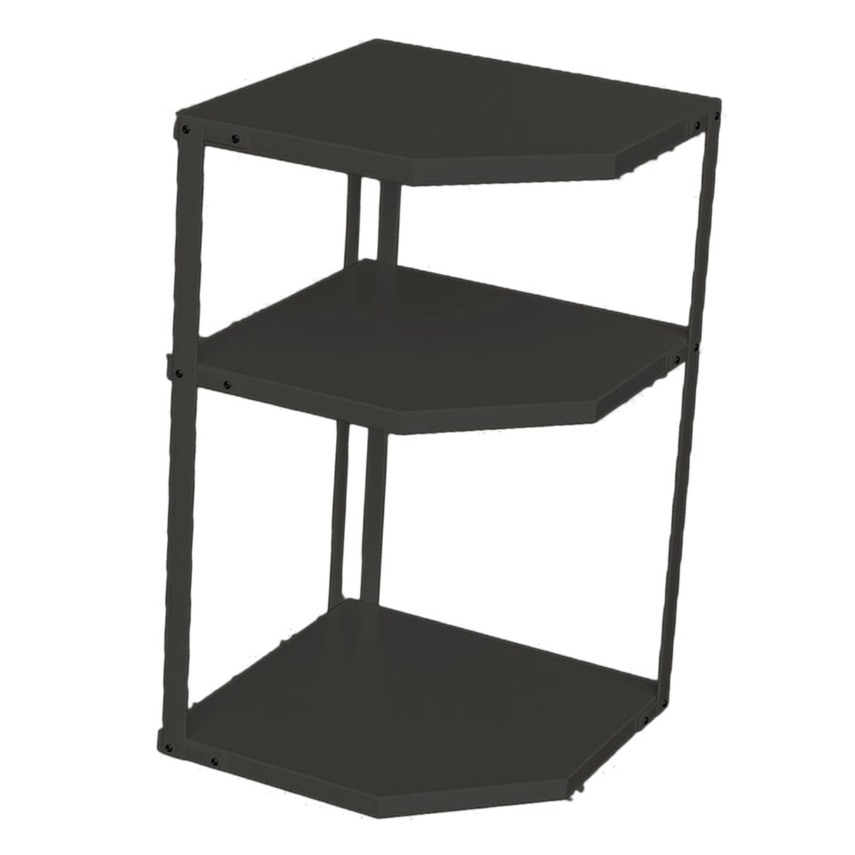 Kitchen Small Corner Shelf Rack Fan Shaped Space Saving Stable Carbon Steel Cookware Stand for Pots Pans 3 Layer Black 27x27x45.5cm
