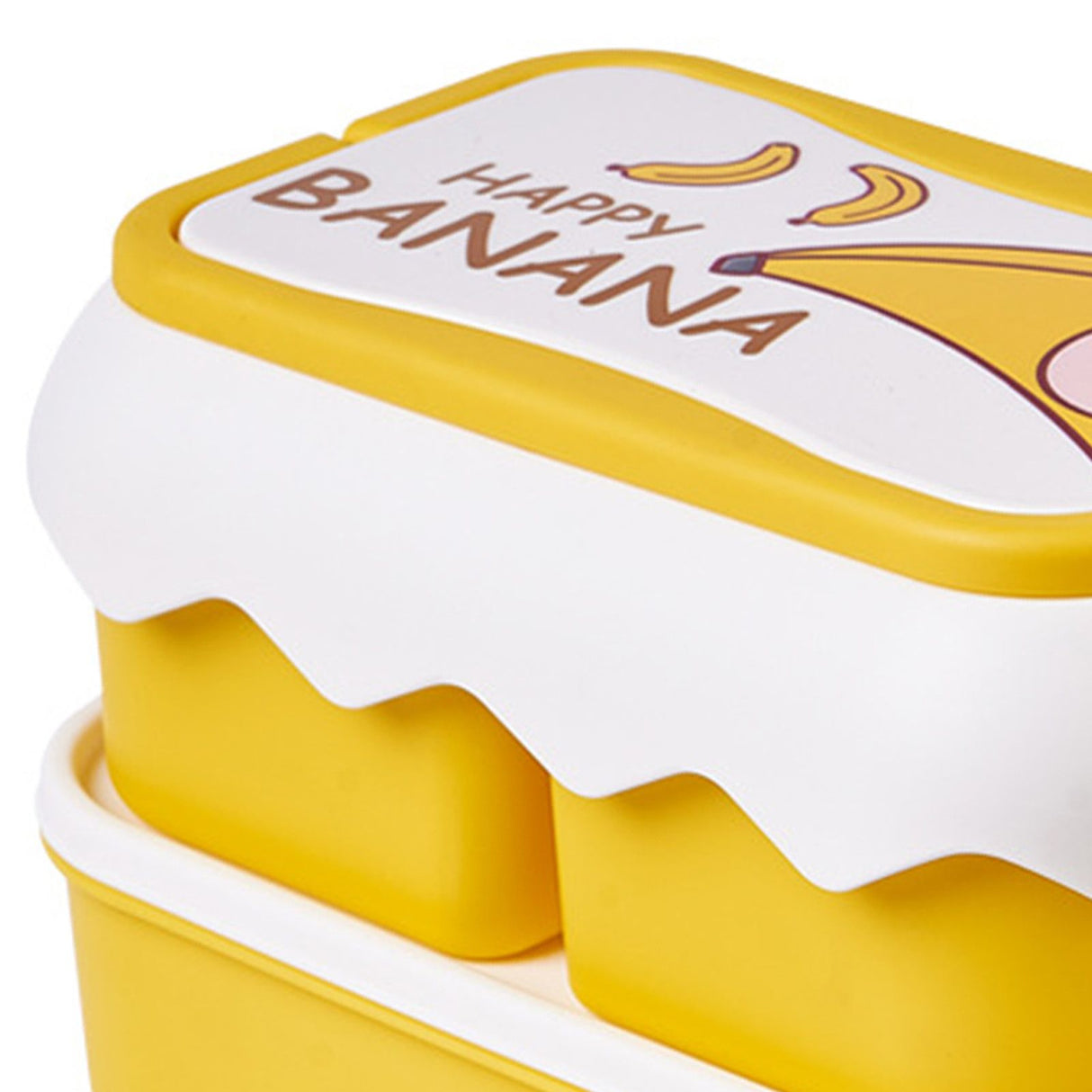 Cute Portable Students Lunch Box Microwaveable Children Cartoon Bento Box Independent Compartment Lunch Container Yellow