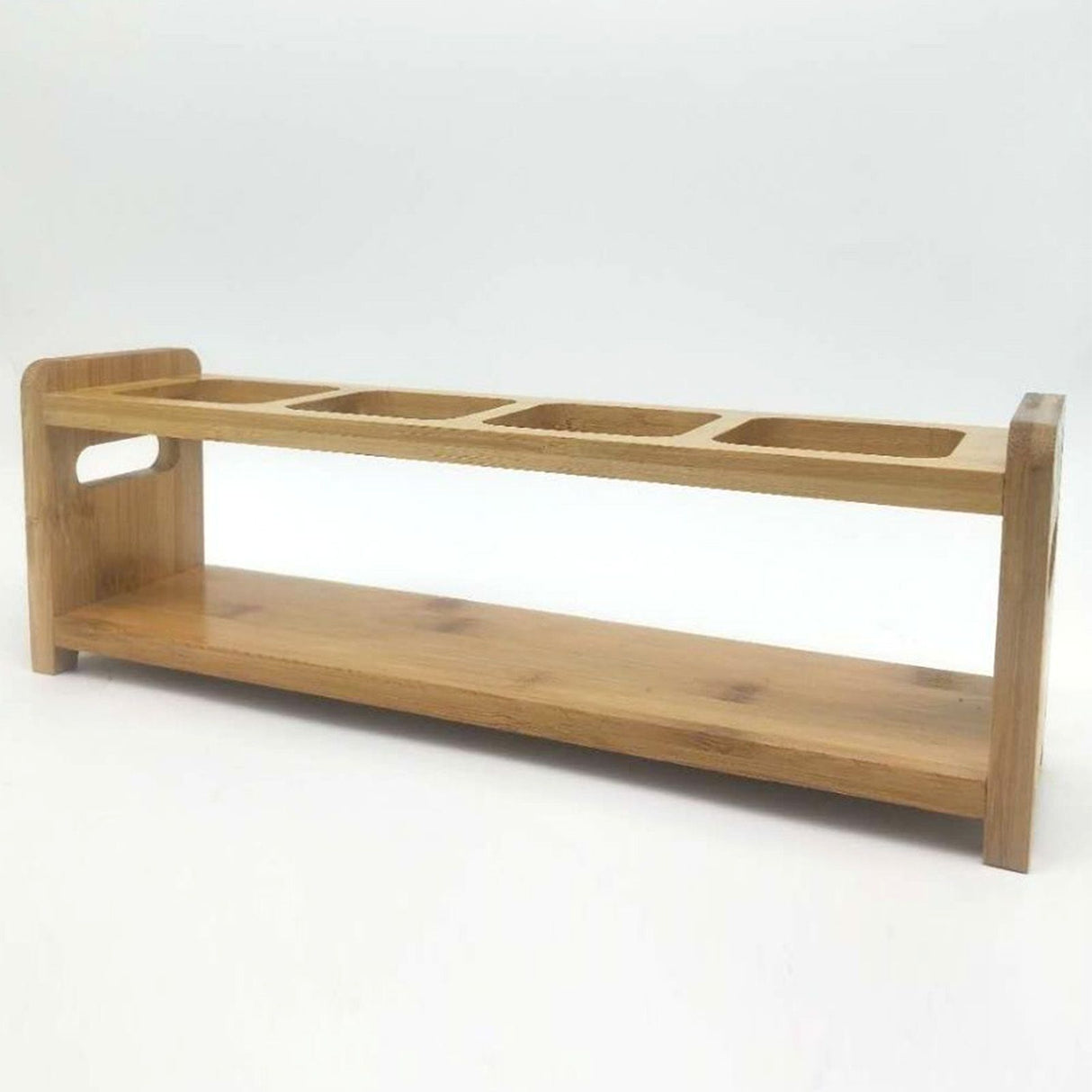 Seasoning Storage Stand Bamboo Wood 4 Holes Multifunctional Anti Slip Space Saving Oil Bottle Rack Kitchen Supplies Square Slots