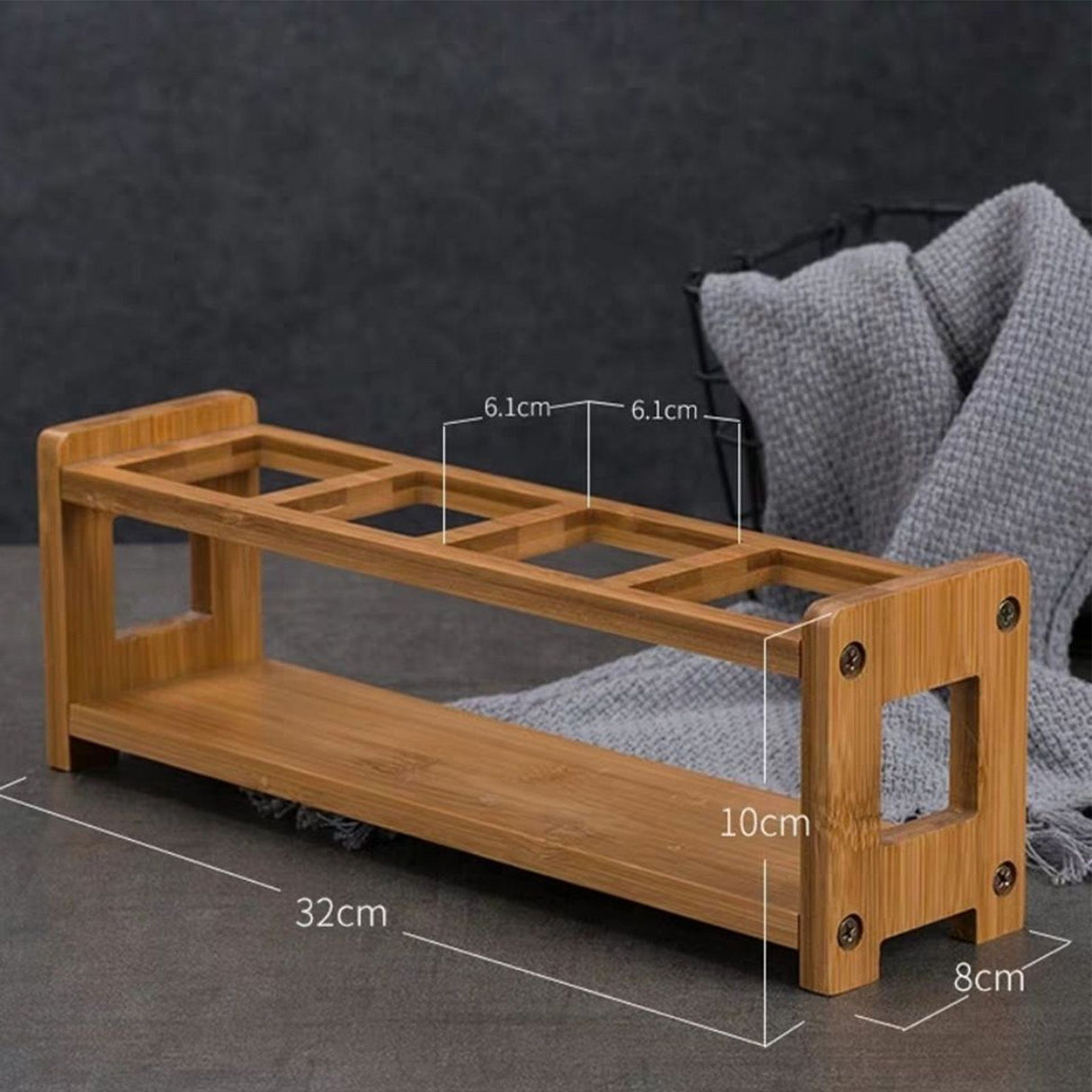 Seasoning Storage Stand Bamboo Wood 4 Holes Multifunctional Anti Slip Space Saving Oil Bottle Rack Kitchen Supplies Square Slots