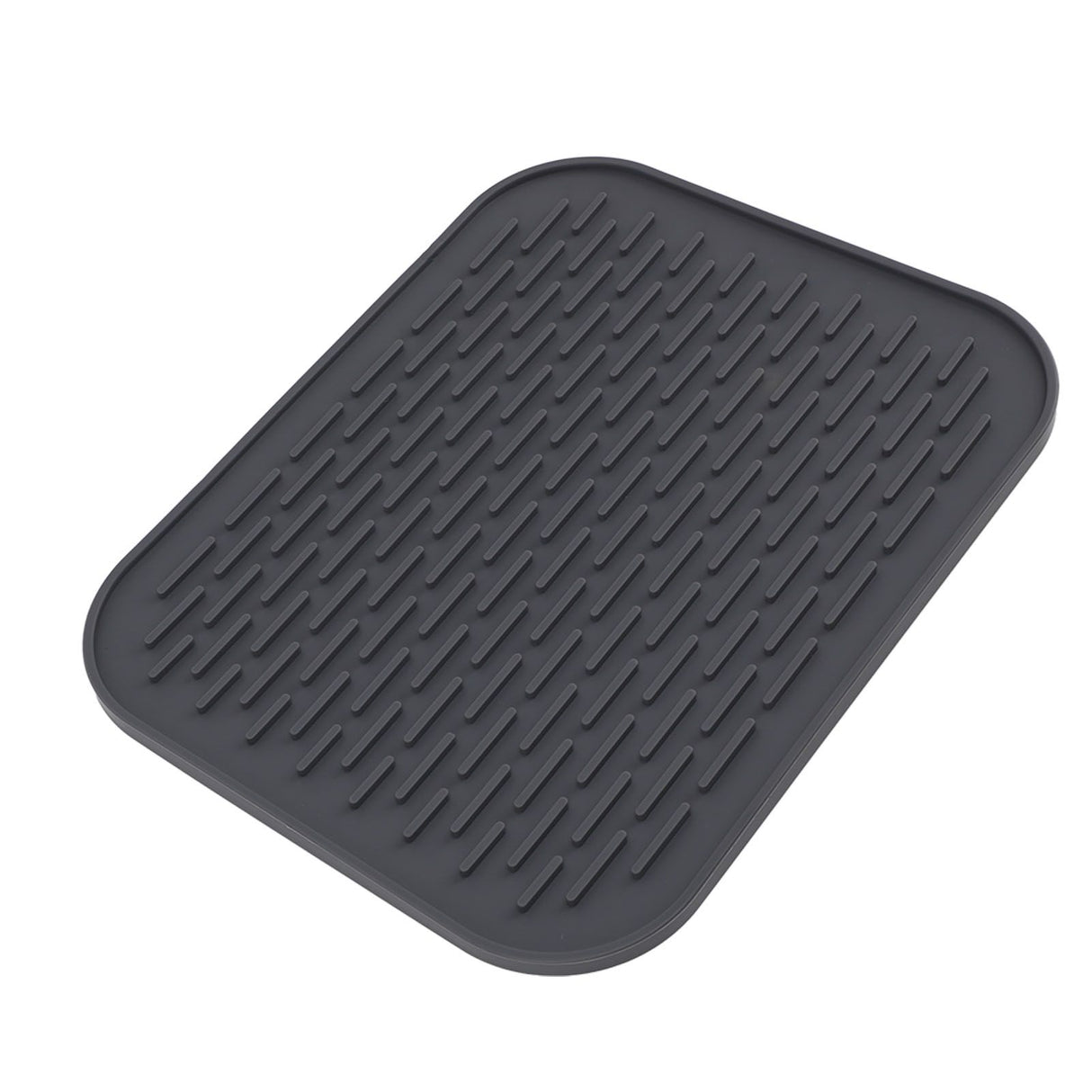 Rectangular Silicone Dish Drying Mat Heat Insulation Anti Slip Dish Drying Mat with Built in Drain Lip for Kitchen Counter Large Size