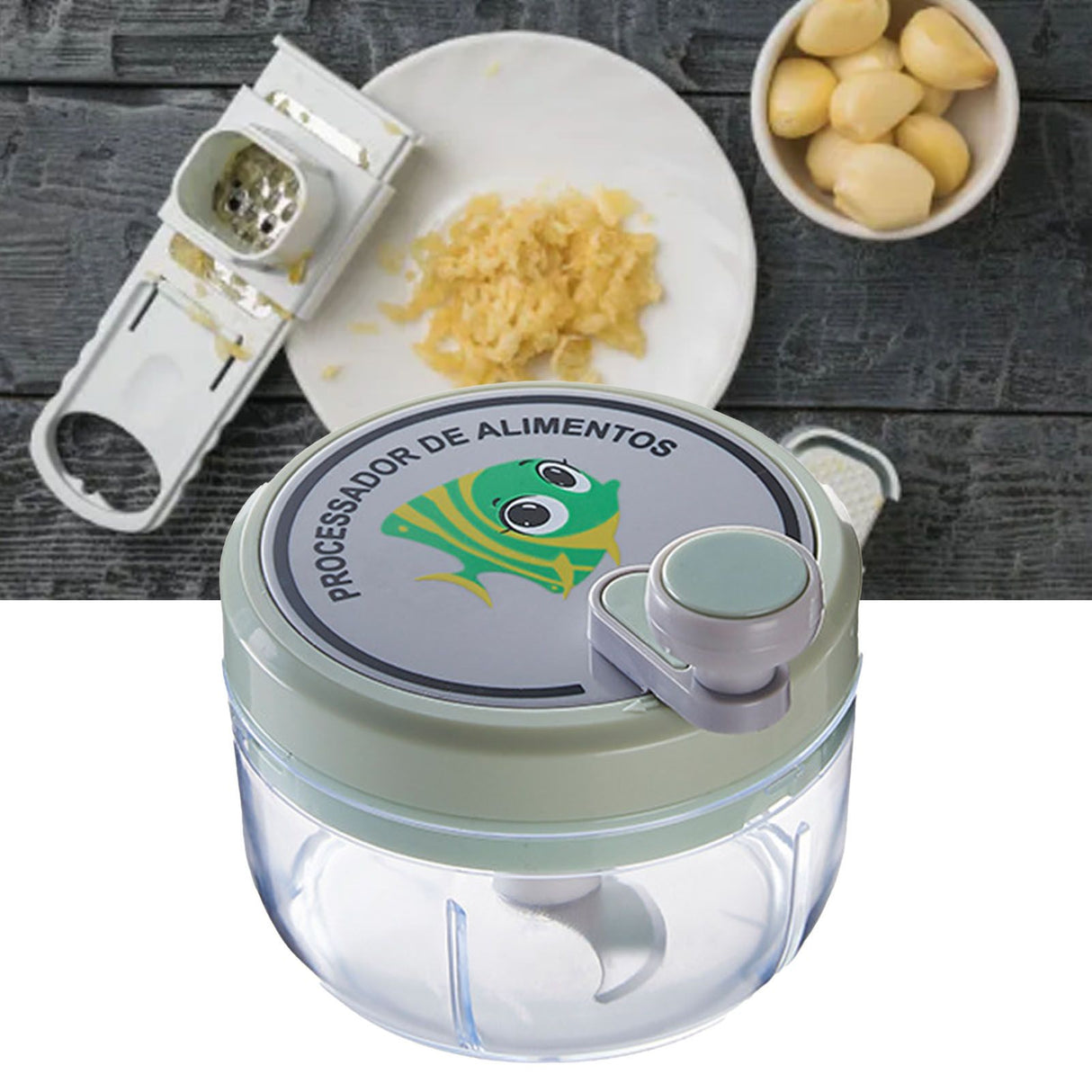 Manual Garlic Chopper Highly Efficient Multifunctional Safe Sturdy Durable Small Size Manual Garlic Masher for Home Green