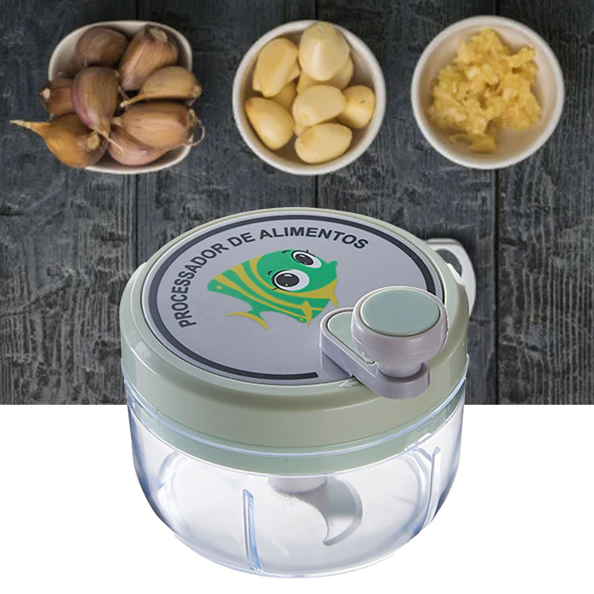 Manual Garlic Chopper Highly Efficient Multifunctional Safe Sturdy Durable Small Size Manual Garlic Masher for Home Green