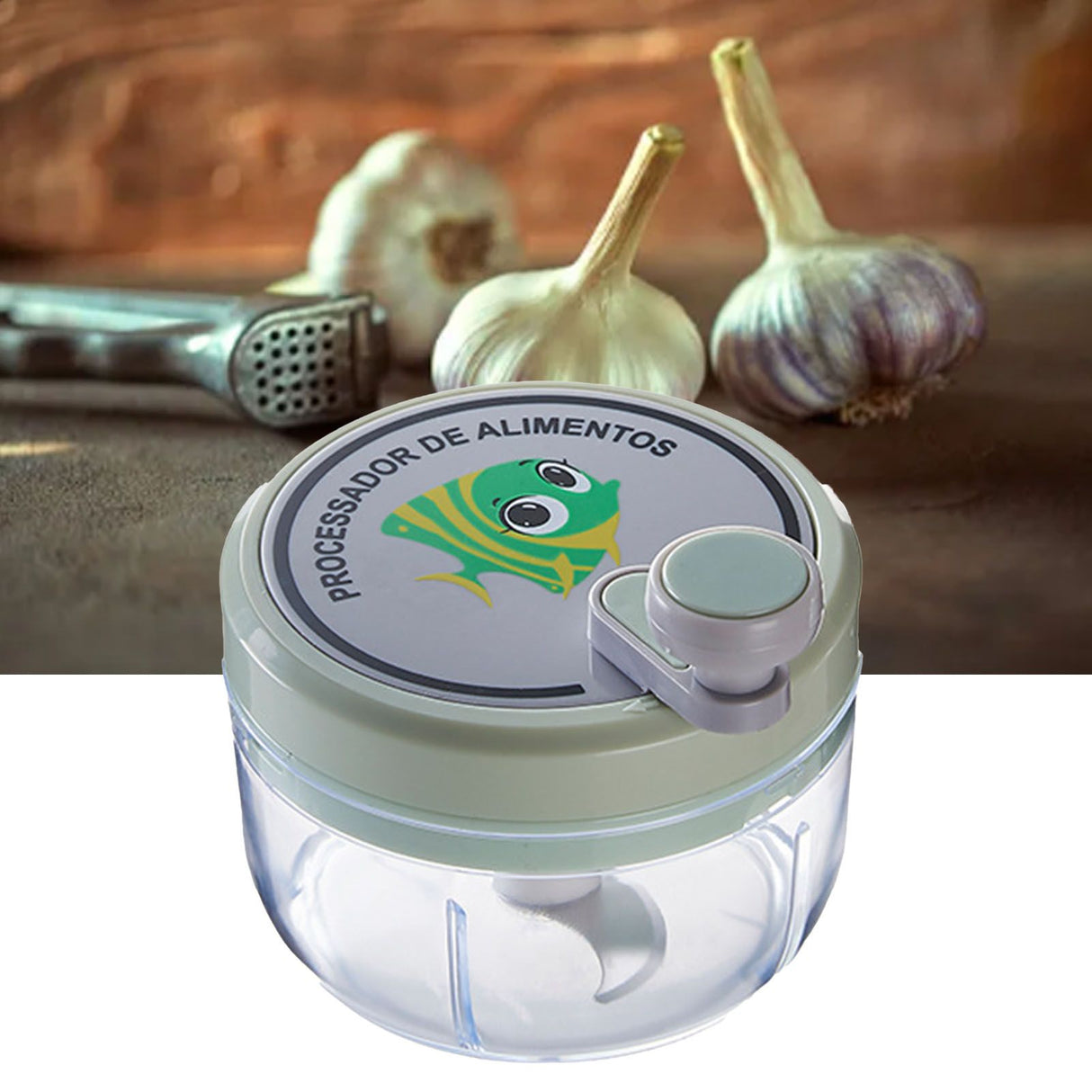 Manual Garlic Chopper Highly Efficient Multifunctional Safe Sturdy Durable Small Size Manual Garlic Masher for Home Green