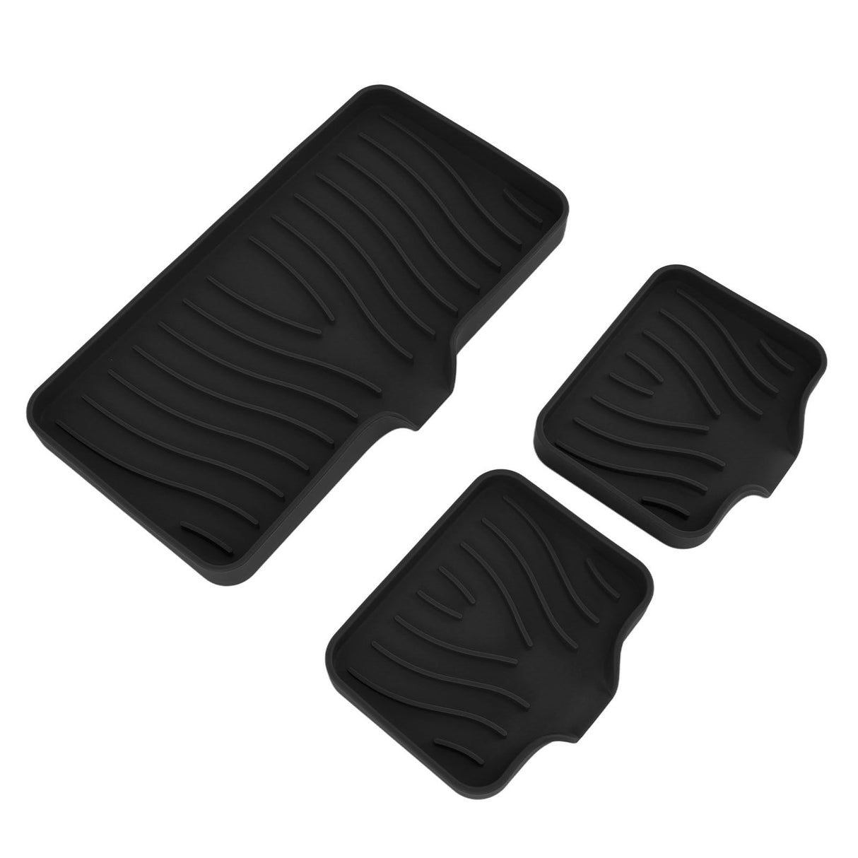 Kitchen Soap Tray Countertop Silicone Sink Deflector Sponge Holder for Bathroom Toilet Black