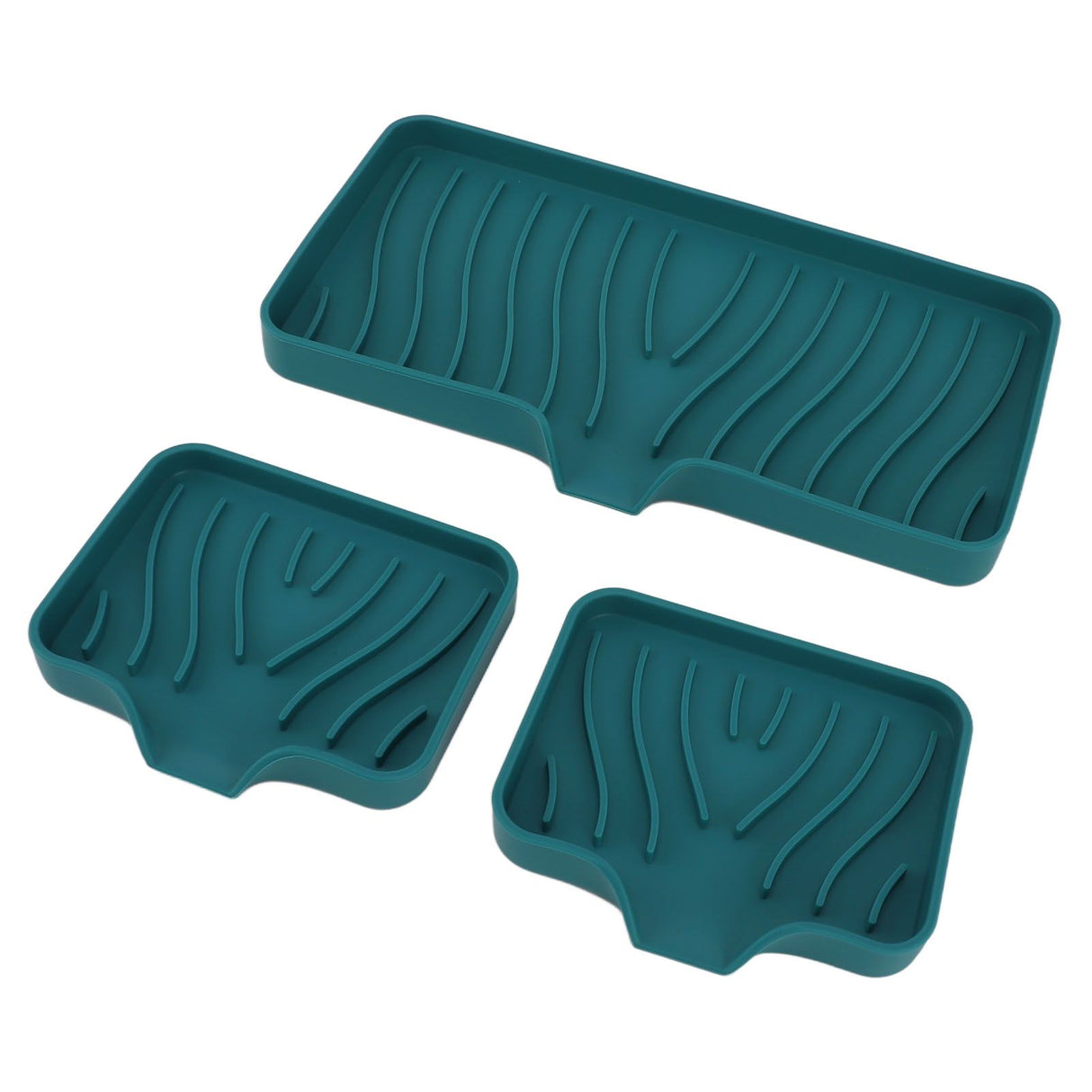 Kitchen Soap Tray Countertop Silicone Sink Deflector Sponge Holder for Bathroom Toilet Green