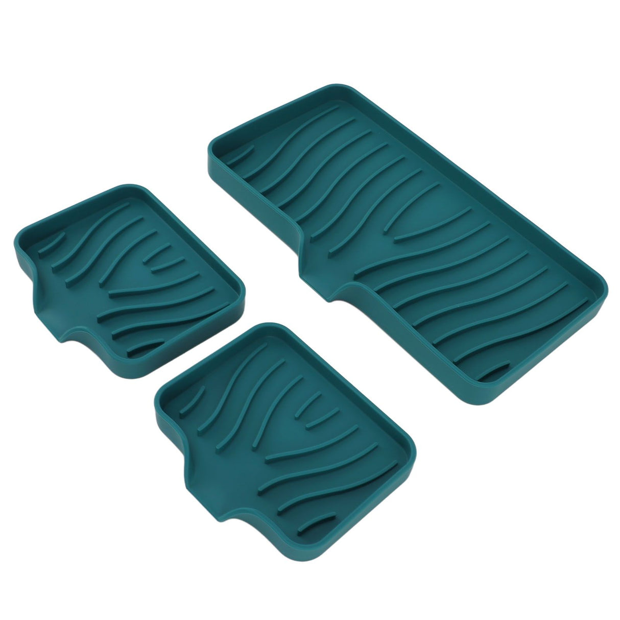 Kitchen Soap Tray Countertop Silicone Sink Deflector Sponge Holder for Bathroom Toilet Green