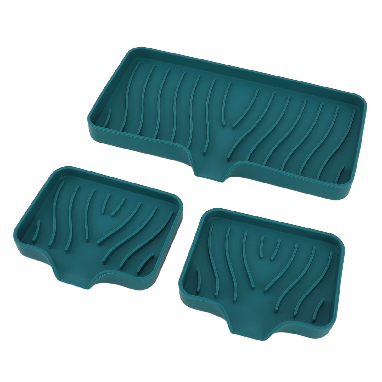 Kitchen Soap Tray Countertop Silicone Sink Deflector Sponge Holder for Bathroom Toilet Green