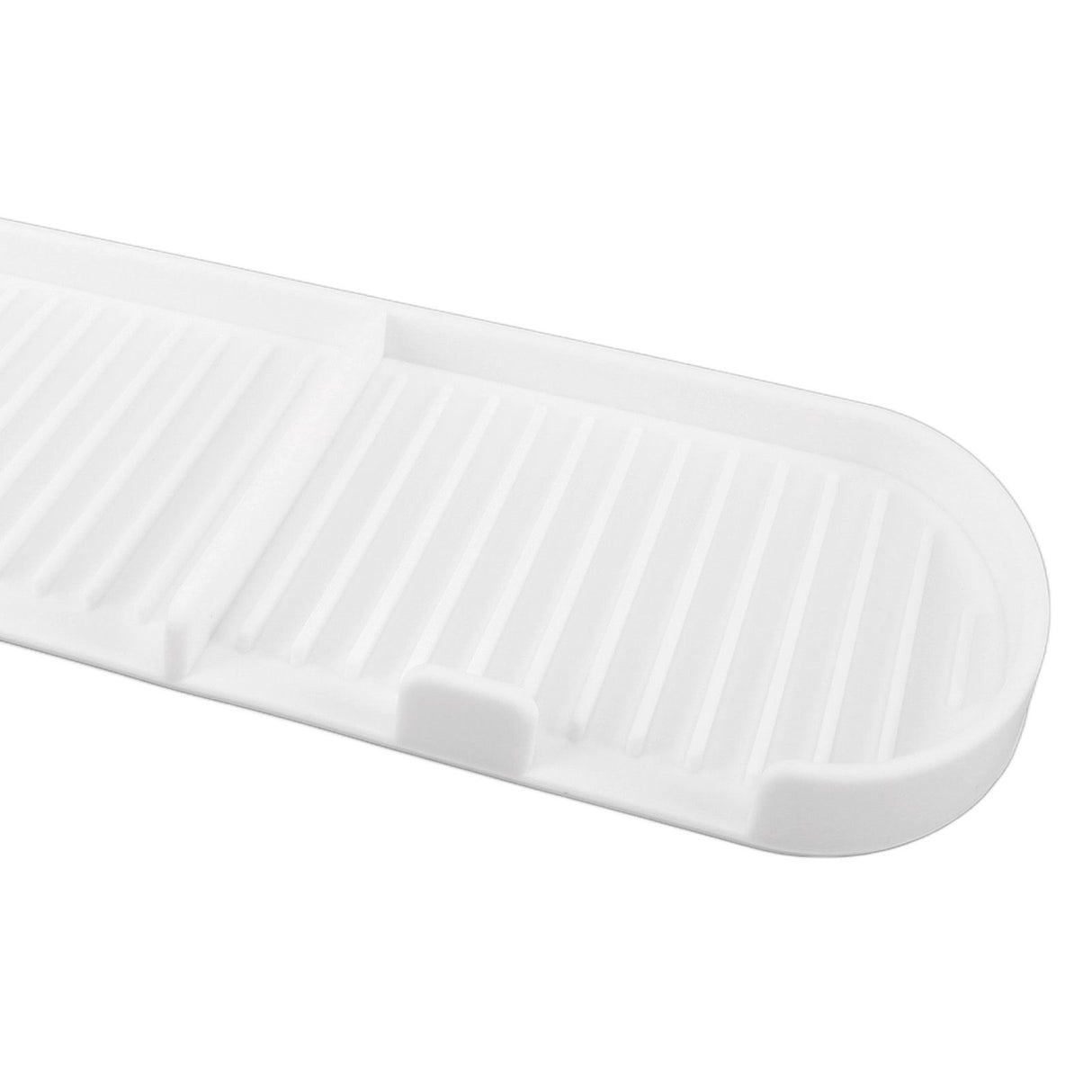 Counter Silicone Drainage Tray Food Grade Skid Resistance Frosted Bottom Silicone Dish Drying Mat for Bathroom White
