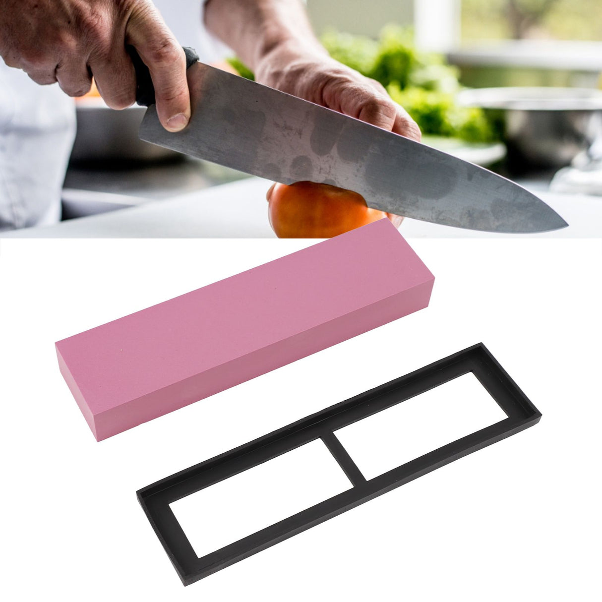 Sharpening Stone 3000 Grits Whetstone Dual Sided Ruby Compact Durable 7.8x1.9x0.9in Wet Stone for Kitchen Camping