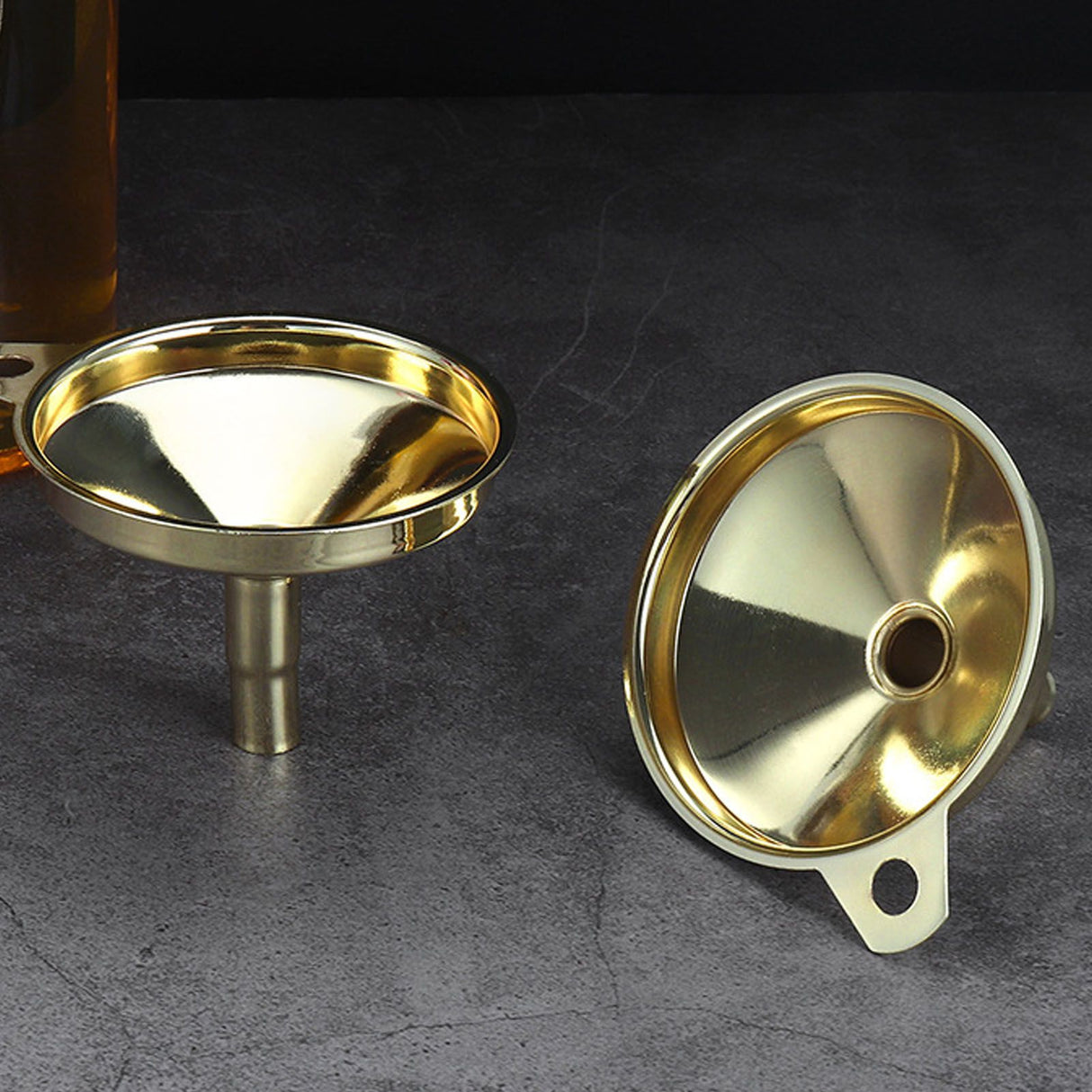 Kitchen Funnel 304 Stainless Steel Gold Plated Taper Mirror Polishing Oil Wine Funnel