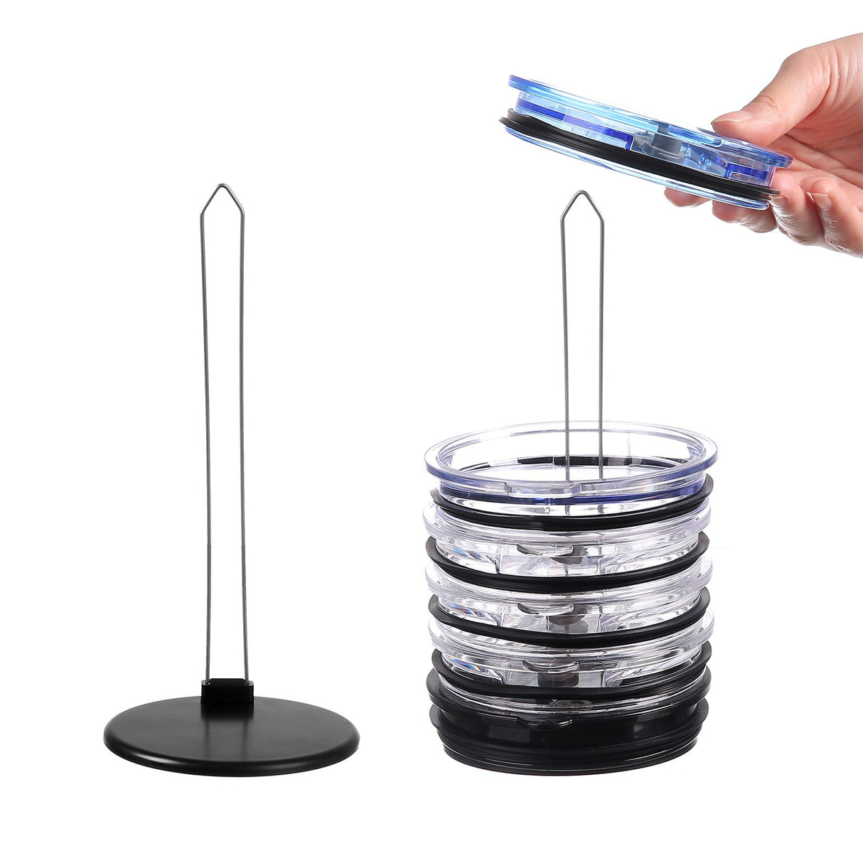 Tumbler Lid Organizer Space Saving Slim Vertical Storage for Up to 10 Lids Clutter Free Kitchen Cabinets Countertops Organization