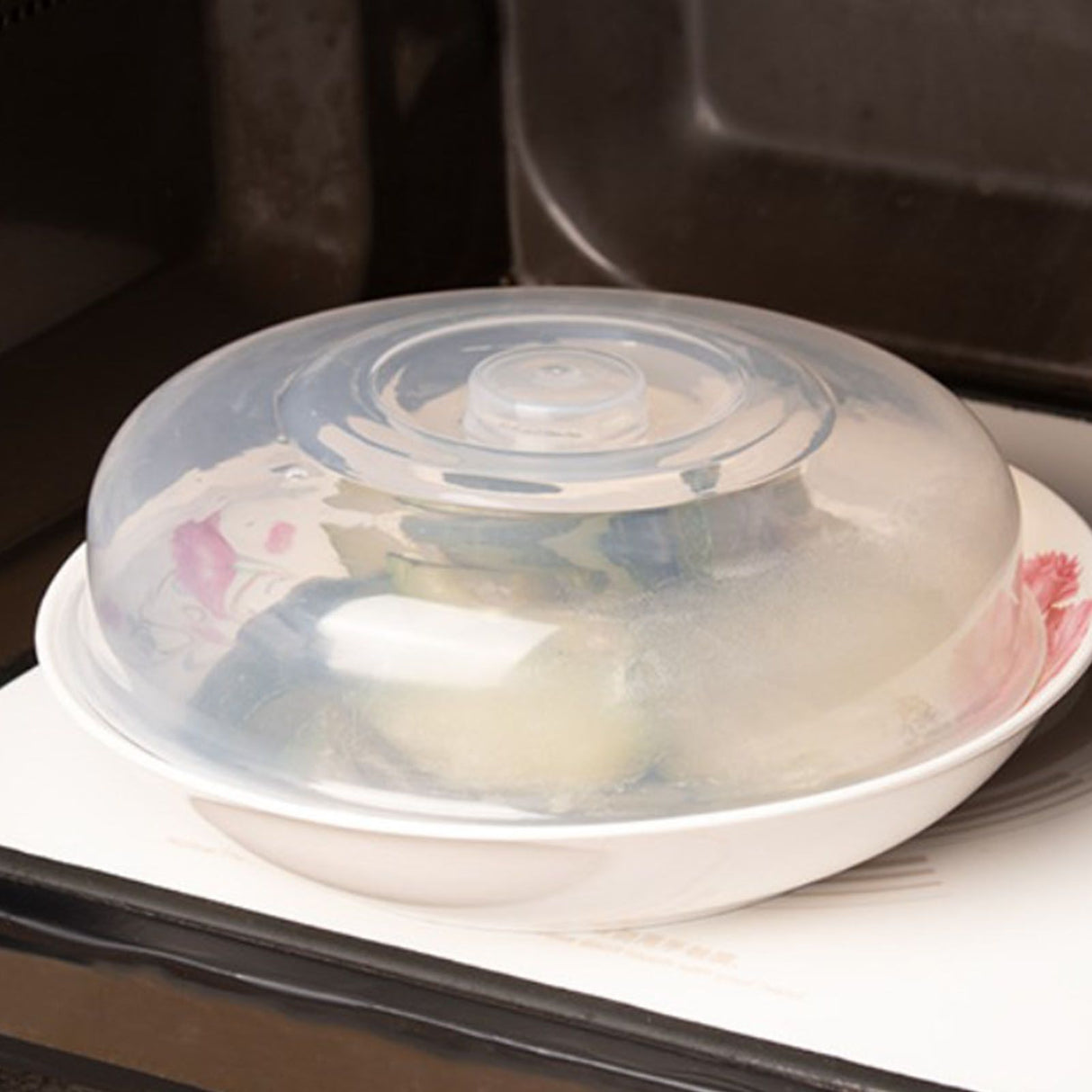 Microwave Safe Cover Dish Lid Plate Lid for Heating Food Heat Resistant Vegetable Cover Hot Food Cover L Size
