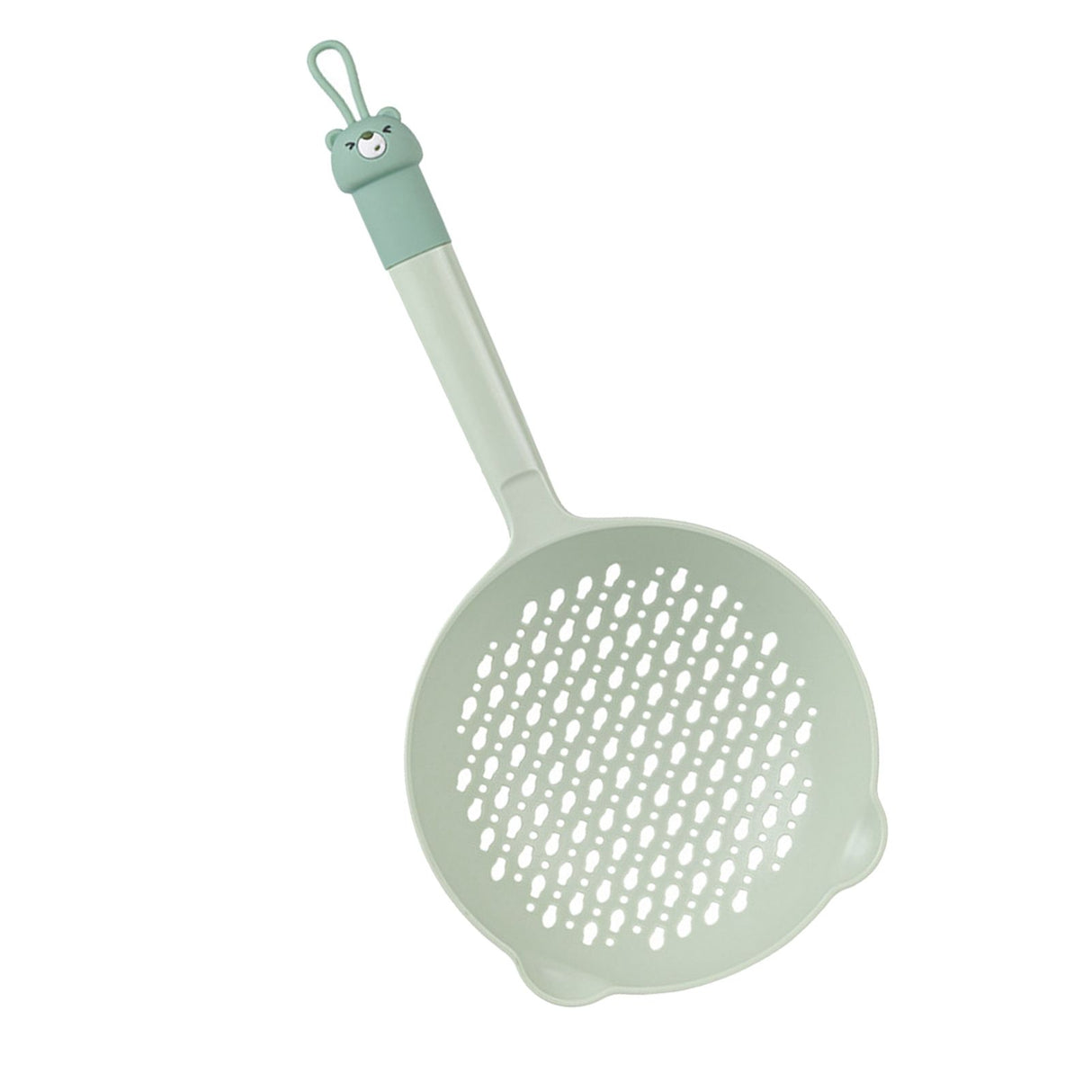 Ladle Fine Mesh Strainer Durable Nylon PVC Handle Heat Resistant Large Capacity Versatile Spoon Ladle for Kitchen Green