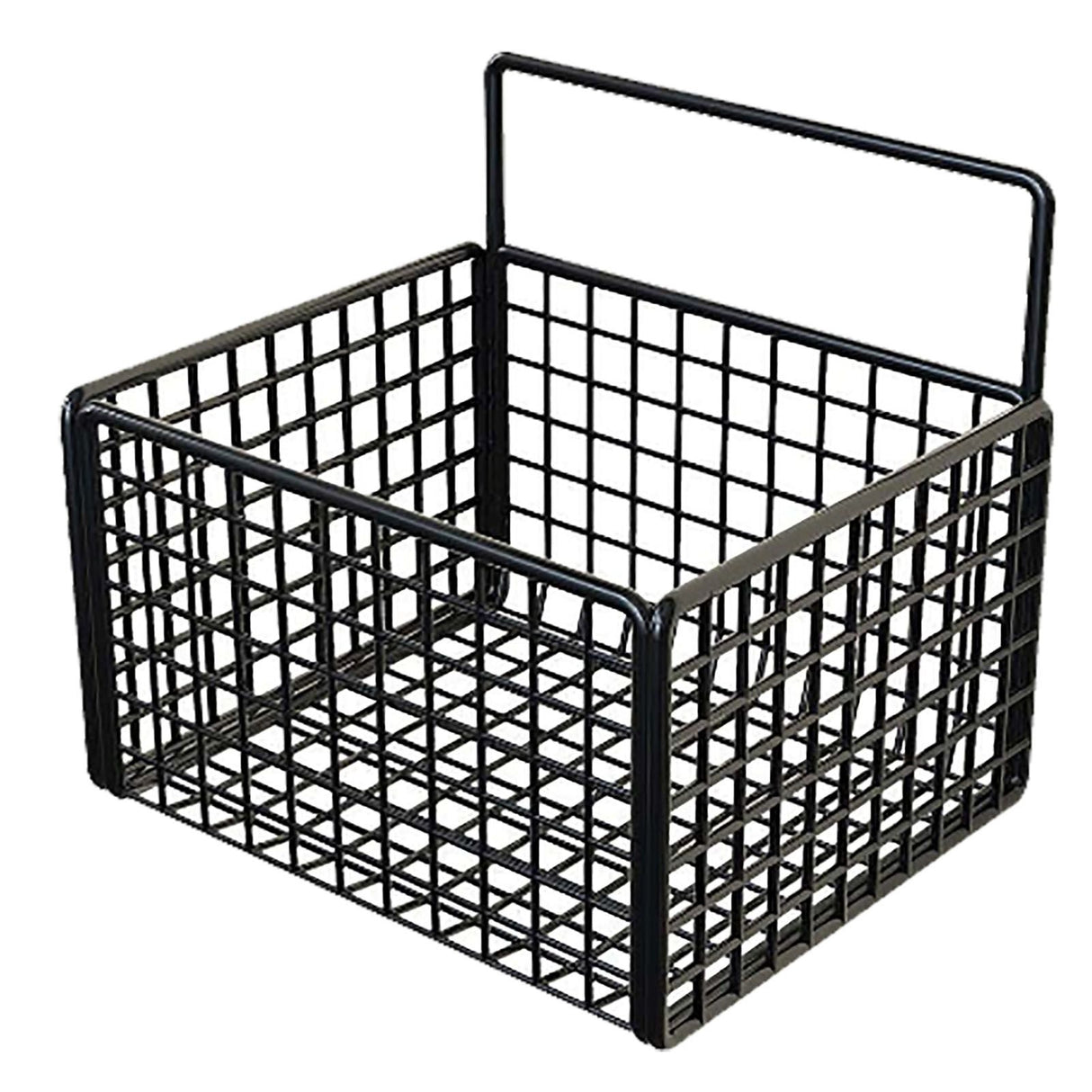 Wall Mounted Storage Basket No Drilling Adhesive Metal Wire Hanging Basket for Kitchen Food Pantry Bathroom Organization Black
