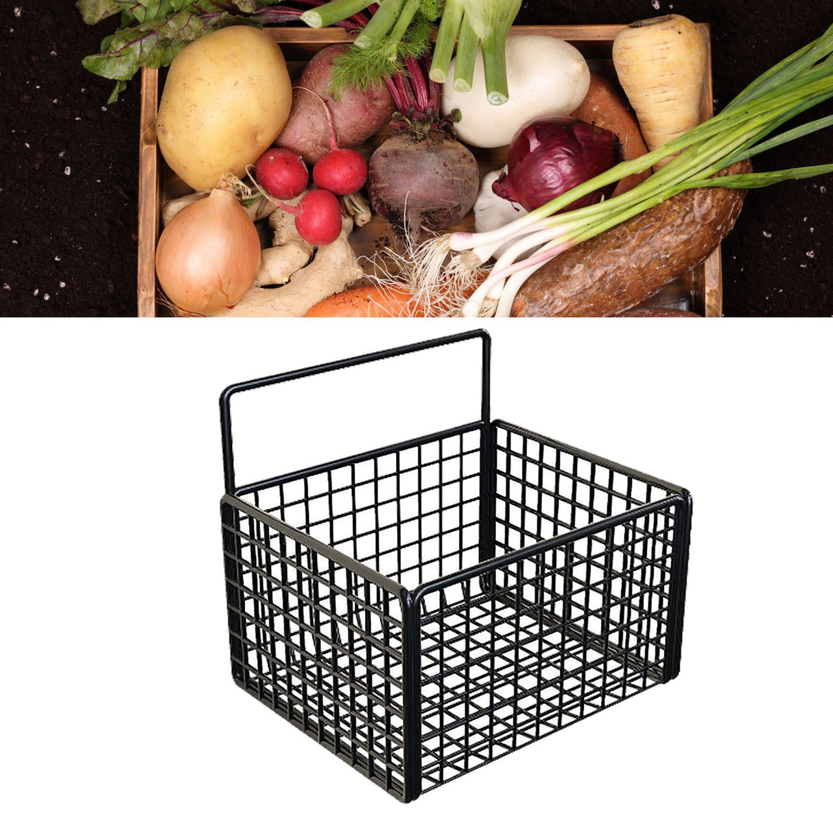 Wall Mounted Storage Basket No Drilling Adhesive Metal Wire Hanging Basket for Kitchen Food Pantry Bathroom Organization Black