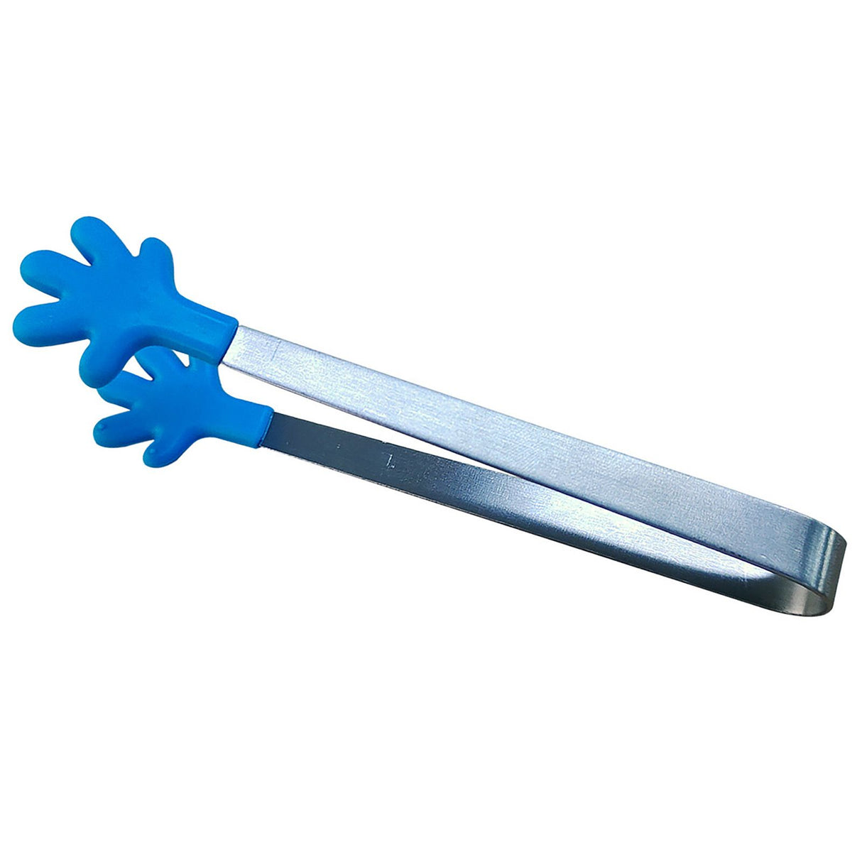 Hand Shape Small Tongs Silicone Tips Blue Stainless Steel Funny Heat Resistant Easy Clean Food Tongs for Ice Fruits