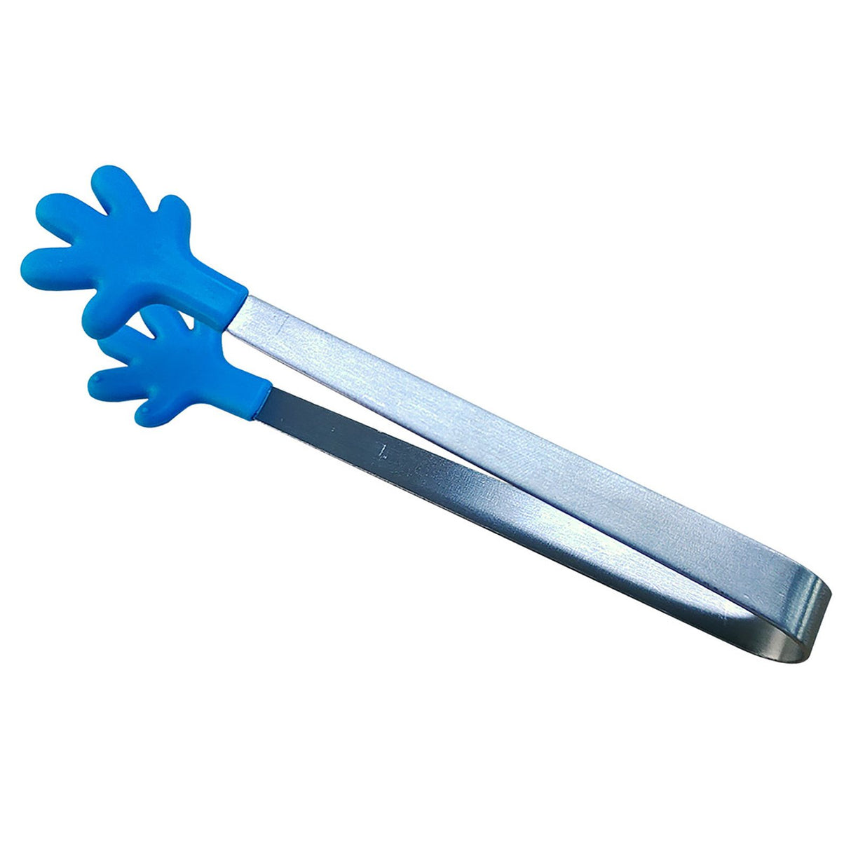 Hand Shape Small Tongs Silicone Tips Blue Stainless Steel Funny Heat Resistant Easy Clean Food Tongs for Ice Fruits