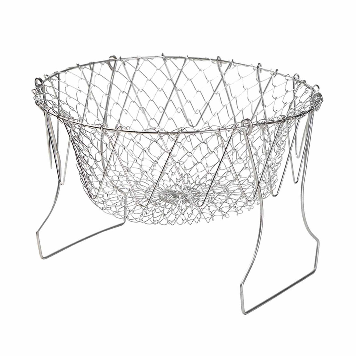 Stainless Steel Frying Basket Foldable Moderate Mesh Density Versatile Cooking Strainer Net for Kitchen