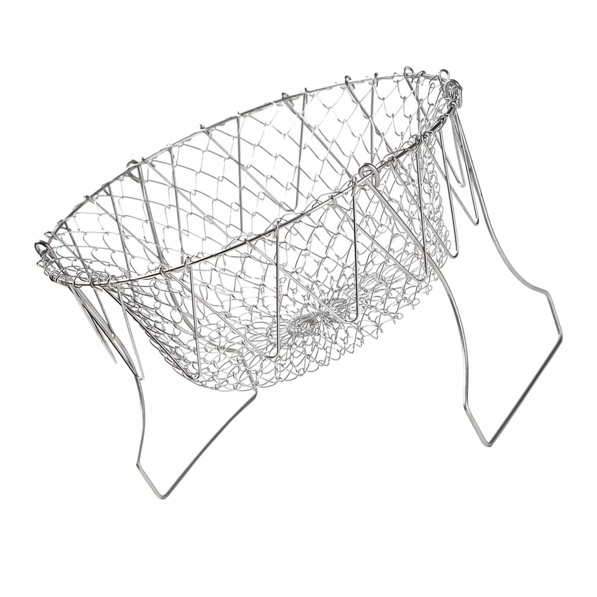 Stainless Steel Frying Basket Foldable Moderate Mesh Density Versatile Cooking Strainer Net for Kitchen