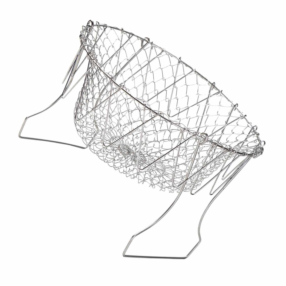 Stainless Steel Frying Basket Foldable Moderate Mesh Density Versatile Cooking Strainer Net for Kitchen