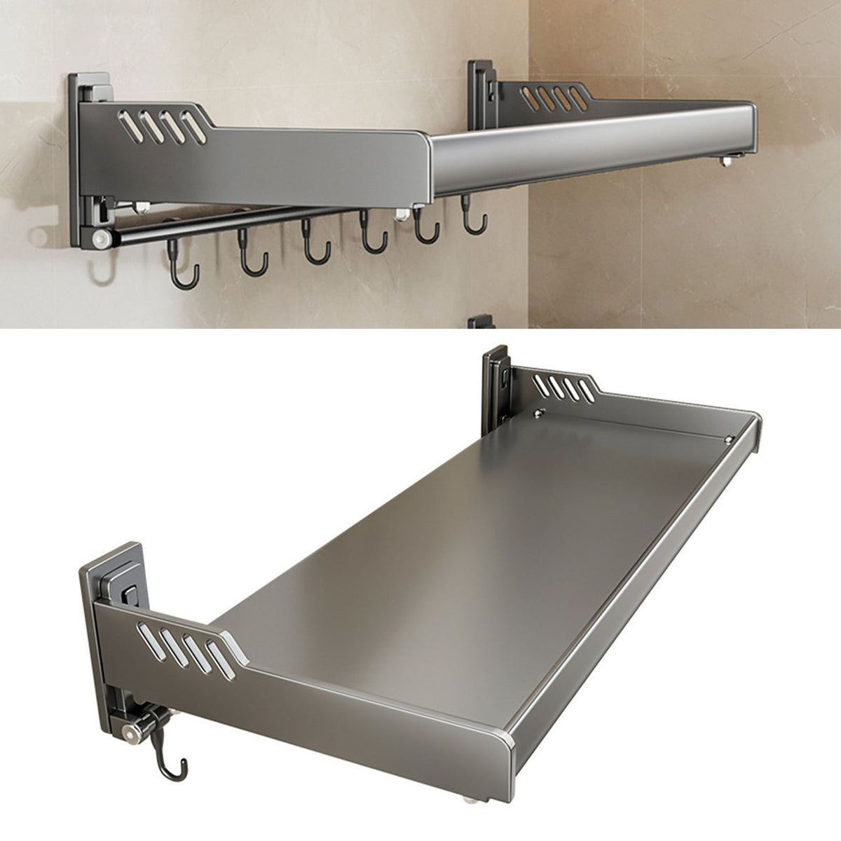 Wall Mount Kitchen Shelf Carbon Steel Punch Free Multifunctional Floating Shelf Hanging Spice Rack for Utensils