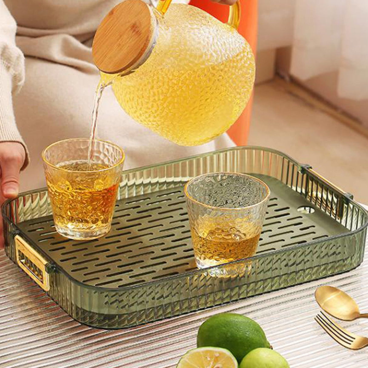 Dish Drain Tray Multipurpose Innovative Light Luxury Double Layers Efficient Draining Drain Tray for Tea Fruit Dish L