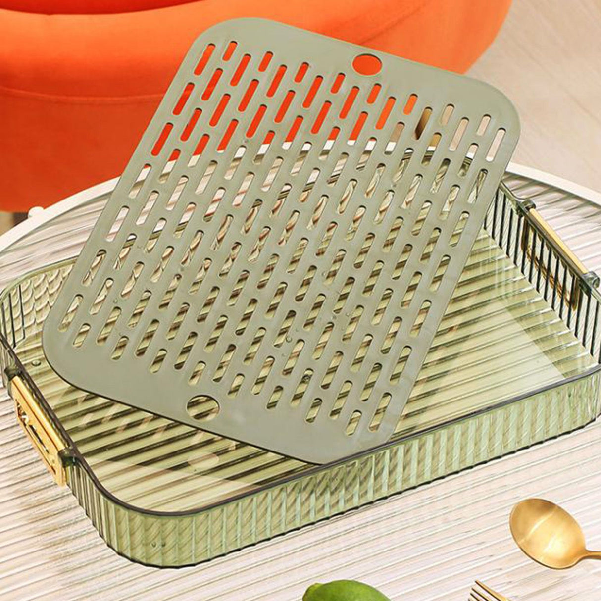Dish Drain Tray Multipurpose Innovative Light Luxury Double Layers Efficient Draining Drain Tray for Tea Fruit Dish L
