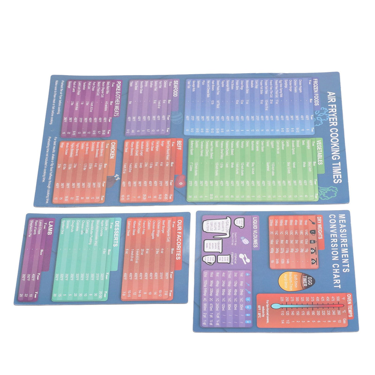 3pcs Fryer Magnetic Cheat Sheet Set Fryer Accessories Cook Times Fryer Accessory Magnet Sheet Quick Reference Guide for Cooking Frying